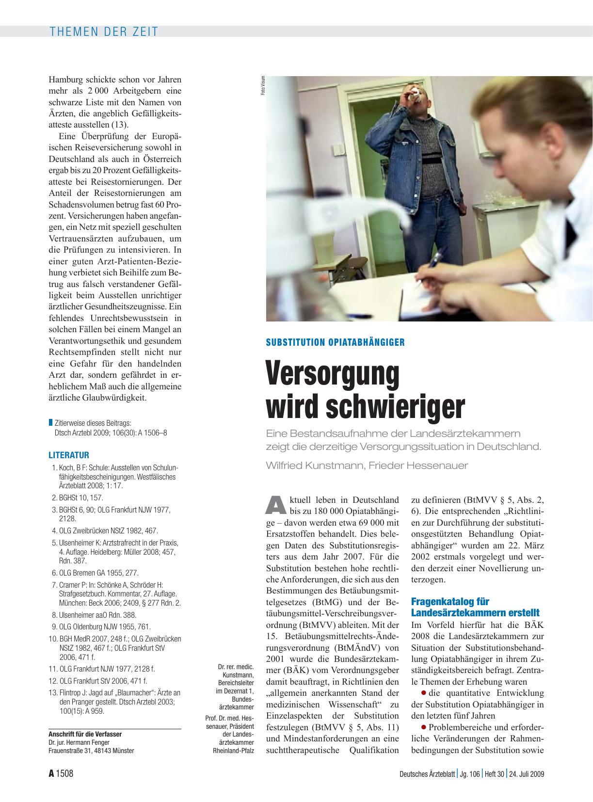 Vorschauseite 1: Substitution Opiatabhängiger: Versorgung wird schwieriger