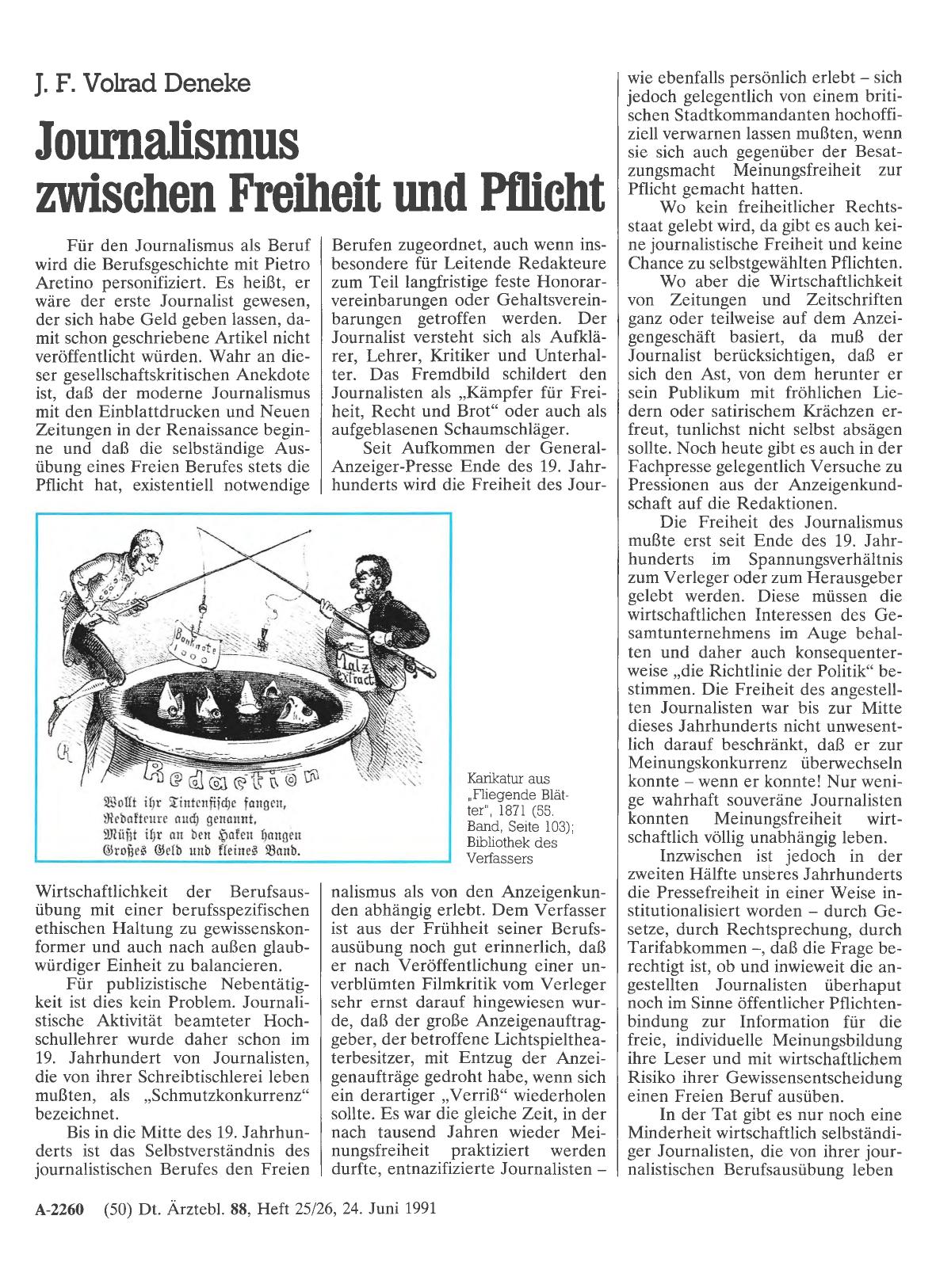Vorschauseite 1: Journalismus zwischen Freiheit und Pflicht