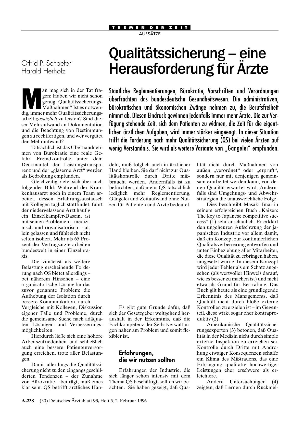 Vorschauseite 1: Qualitätssicherung – eine Herausforderung für Ärzte