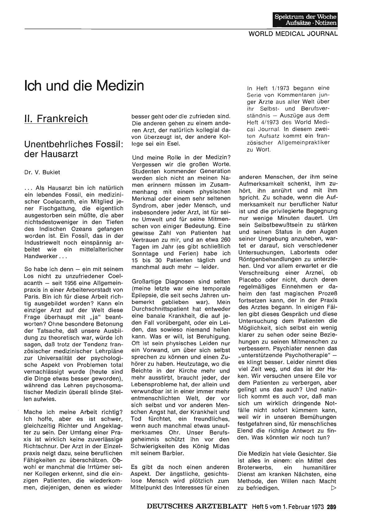 Vorschauseite 1: Ich und die Medizin: II. Frankreich - Unentbehrliches Fossil: der Hausarzt