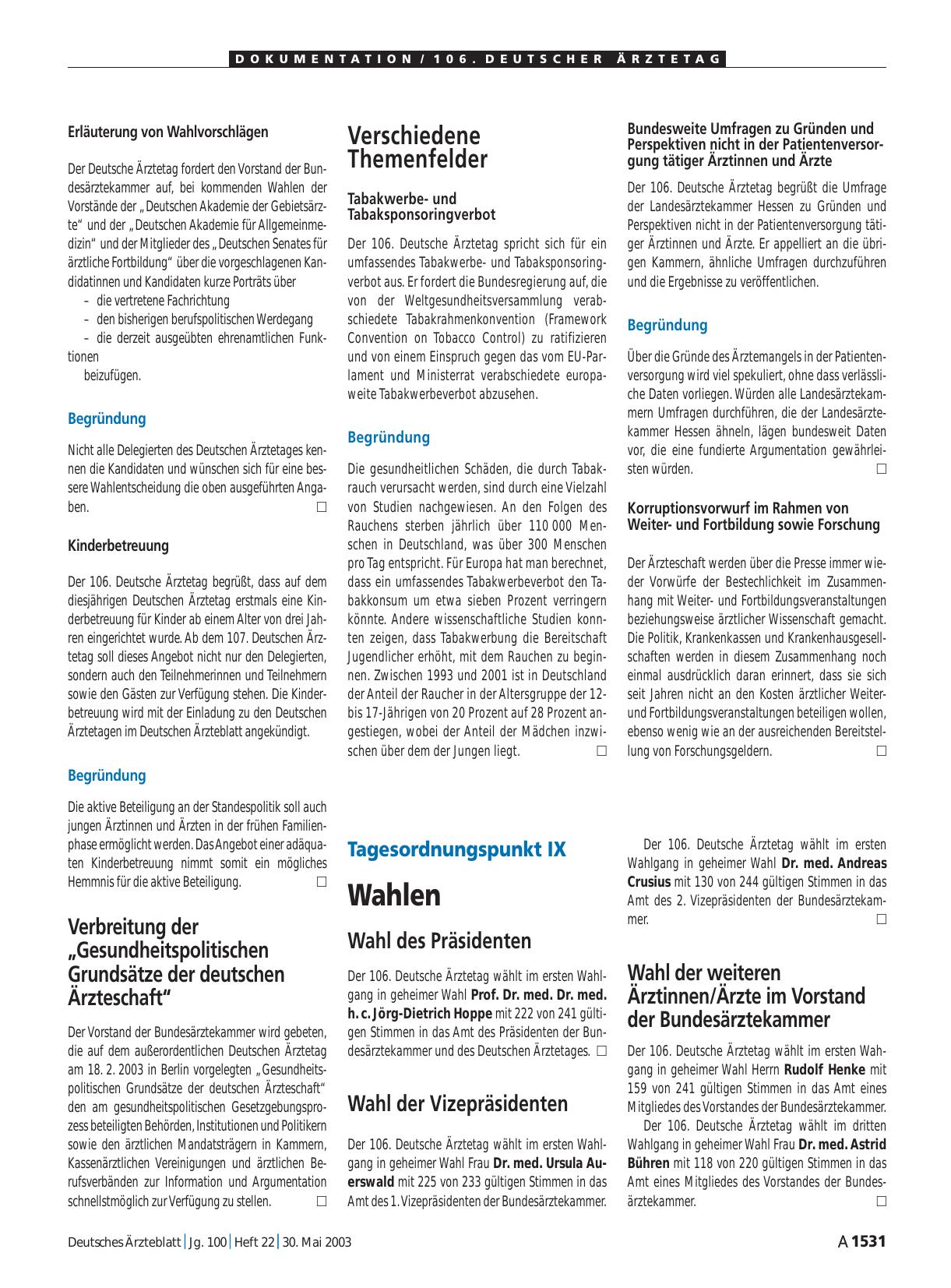 Vorschauseite 1: Tagesordnungspunkt IX: Wahlen