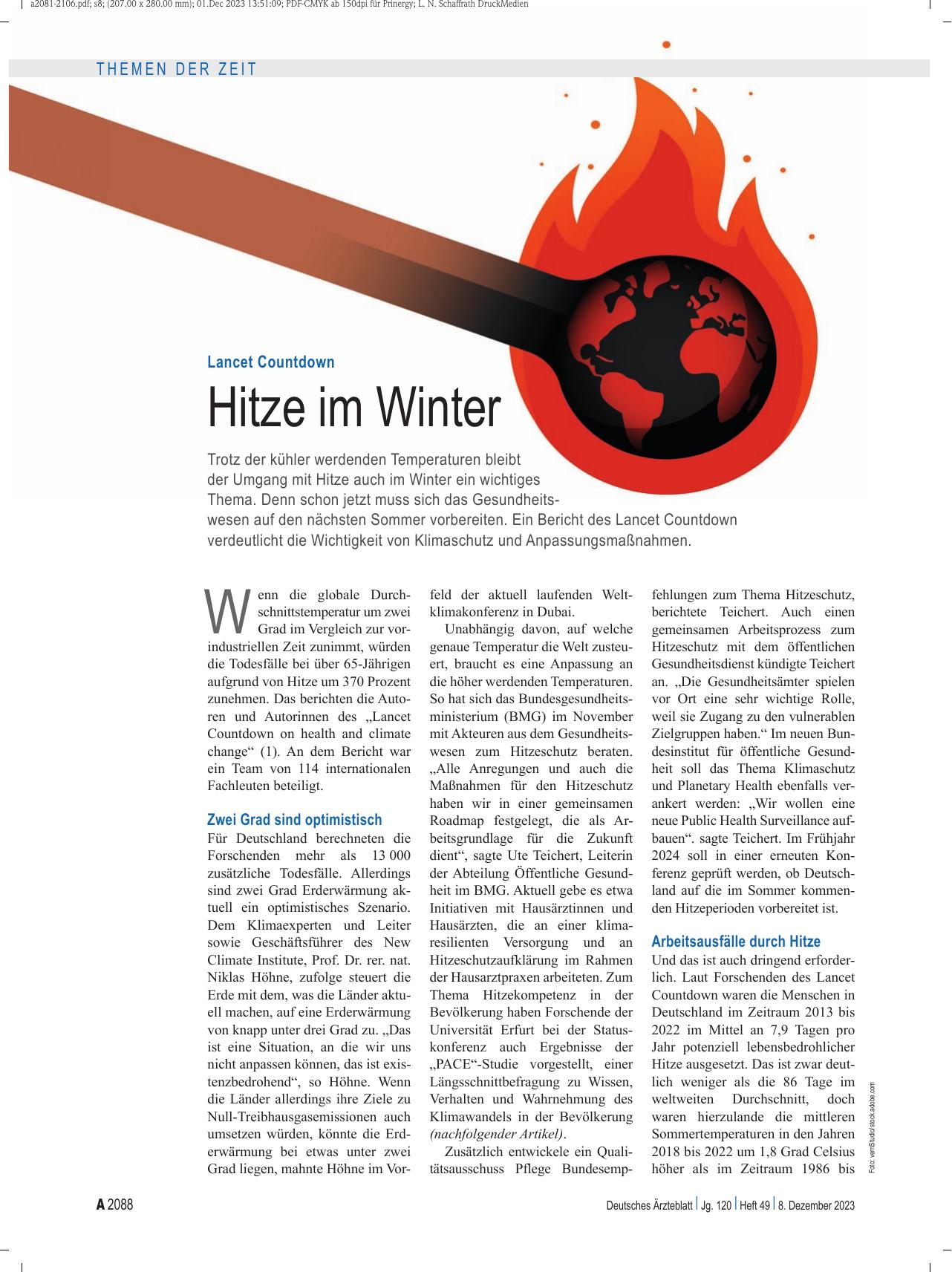 Vorschauseite 1: Lancet Countdown: Hitze im Winter
