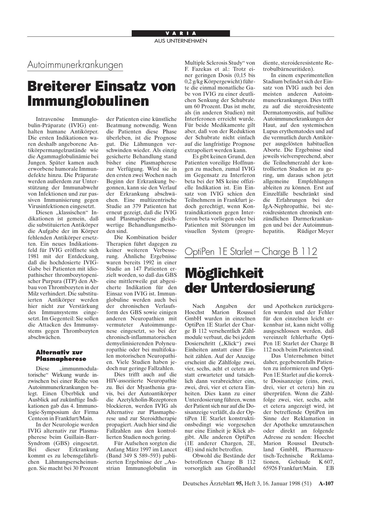 Vorschauseite 1: OptiPen 1E Starlet - Charge B 112: Möglichkeit der Unterdosierung