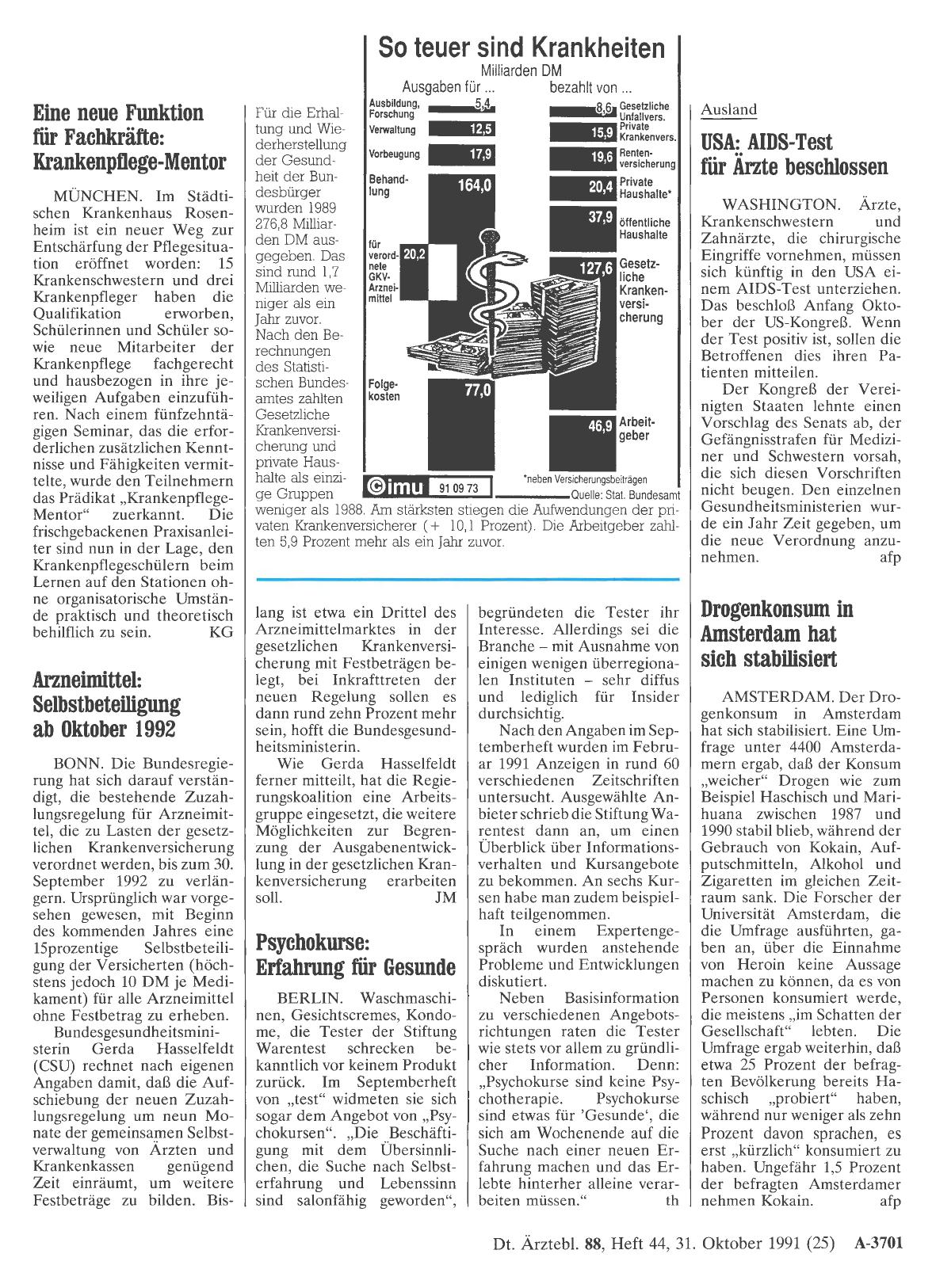 Vorschauseite 1: Arzneimittel: Selbstbeteiligung ab Oktober 1992