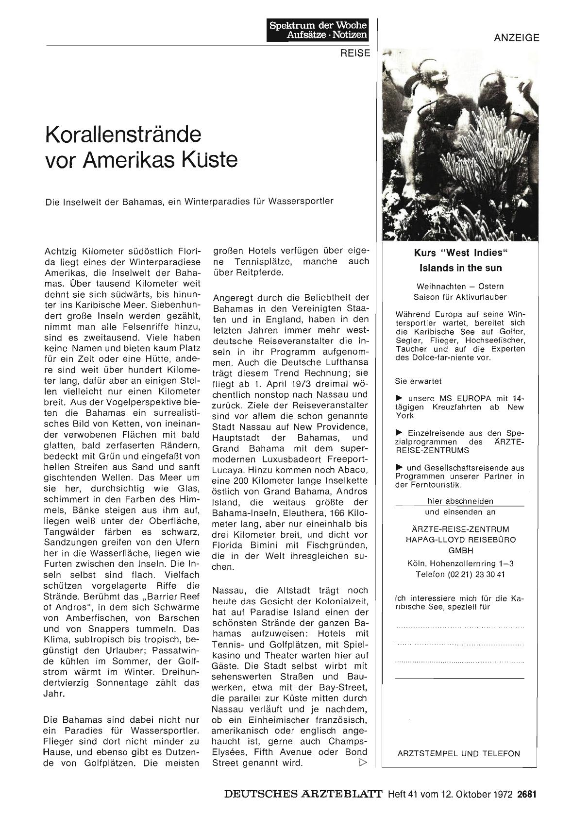 Vorschauseite 1: Korallenstrände vor Amerikas Küste