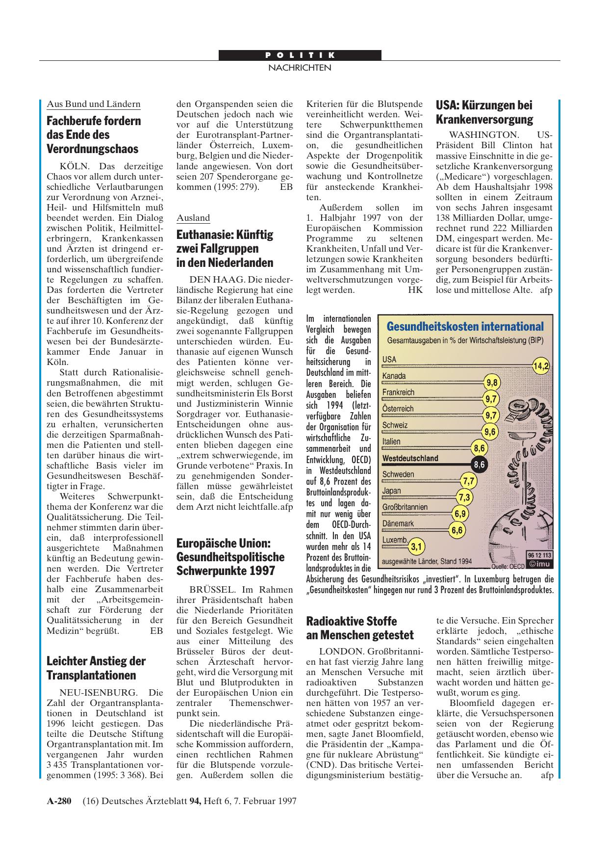 Vorschauseite 1: Europäische Union: Gesundheitspolitische Schwerpunkte 1997