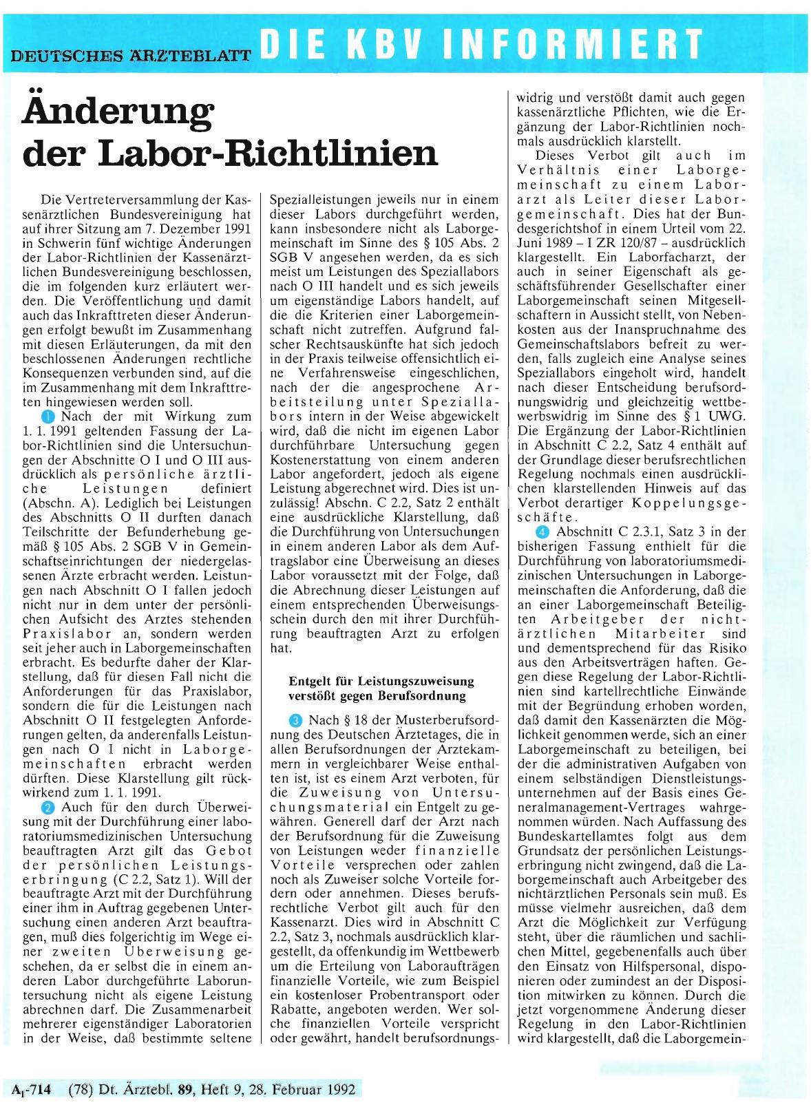 Vorschauseite 1: Änderung der Labor-Richtlinien
