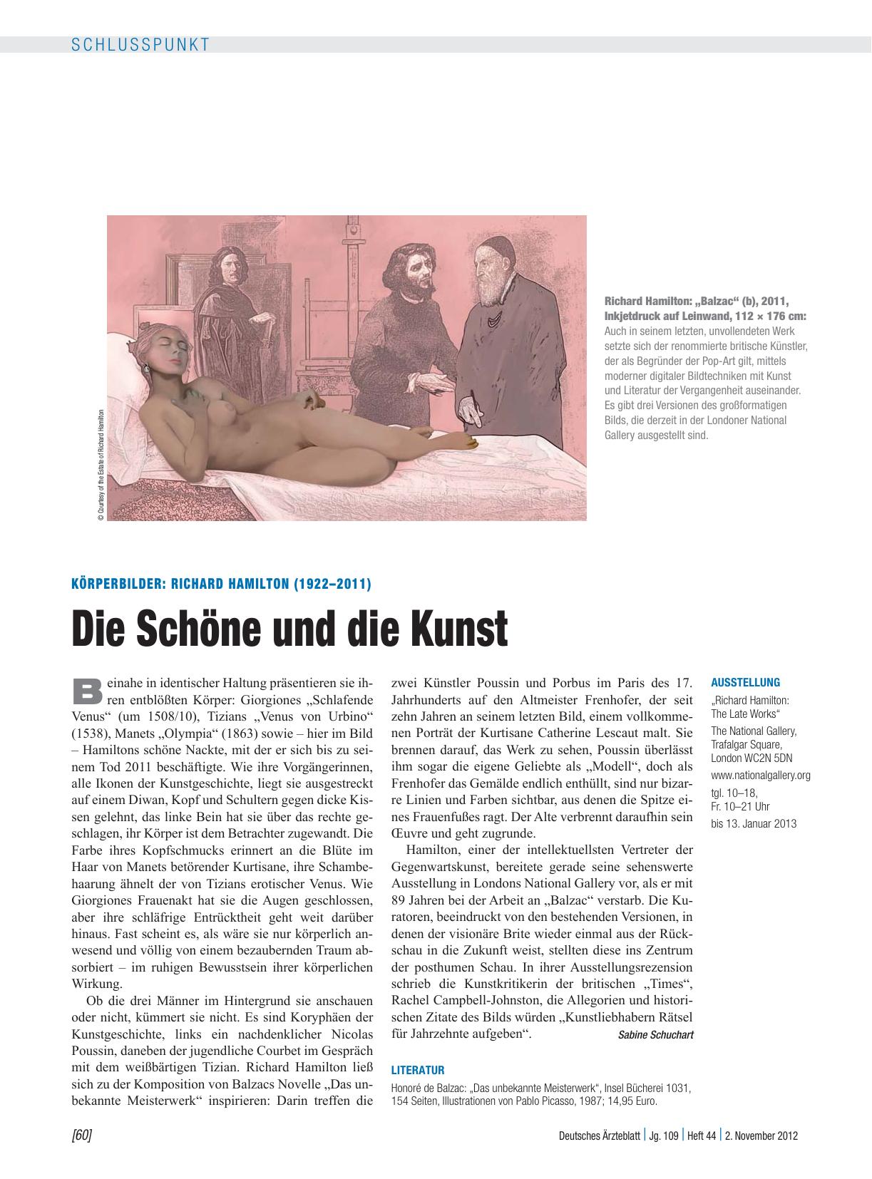 Vorschauseite 1: Körperbilder: Richard Hamilton (1922 – 2011) – Die Schöne und die Kunst