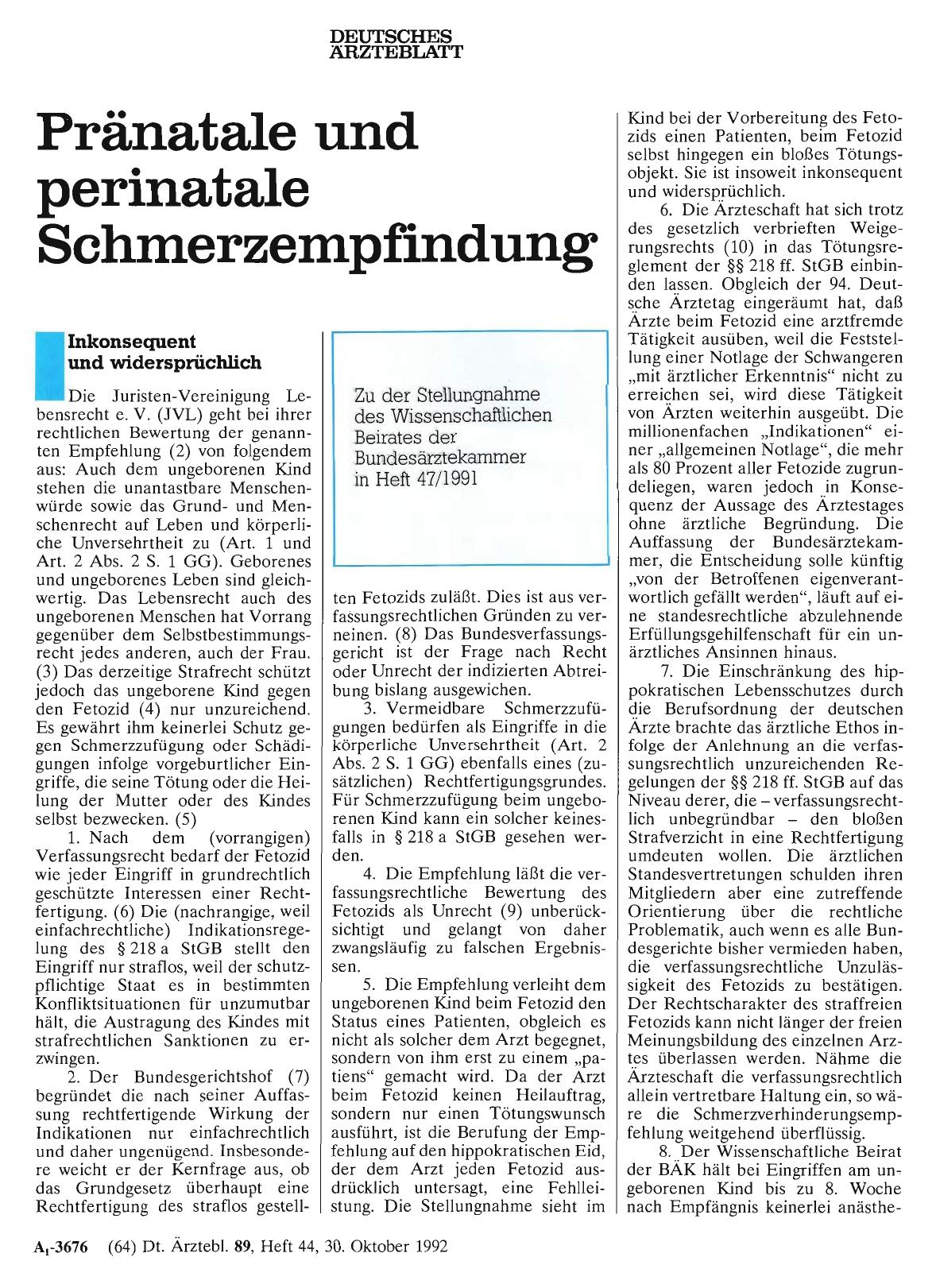 Vorschauseite 1: Pränatale und perinatale Schmerzempfindung: Inkonsequent und widersprüchlich