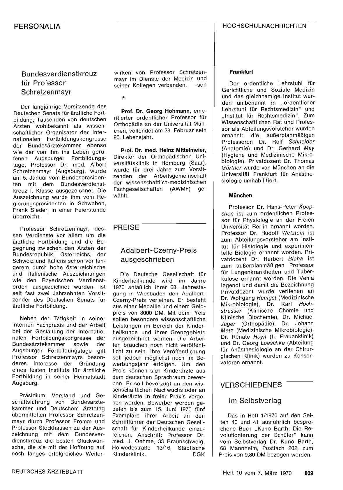 Vorschauseite 1: Prof. Dr. Georg Hohmann / Prof. Dr. med. Heinz Mittelmeier