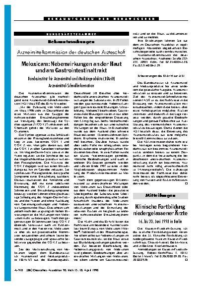 Vorschauseite 1: Mitteilungen: Klinische Fortbildung niedergelassener Ärzte