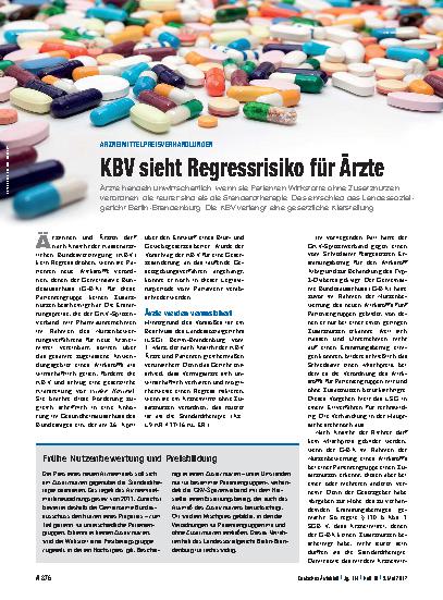 Vorschauseite 1: Arzneimittelpreisverhandlungen: KBV sieht Regressrisiko für Ärzte