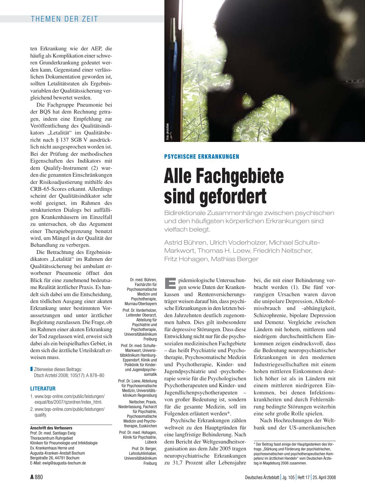Vorschauseite 1: Psychische Erkrankungen: Alle Fachgebiete sind gefordert