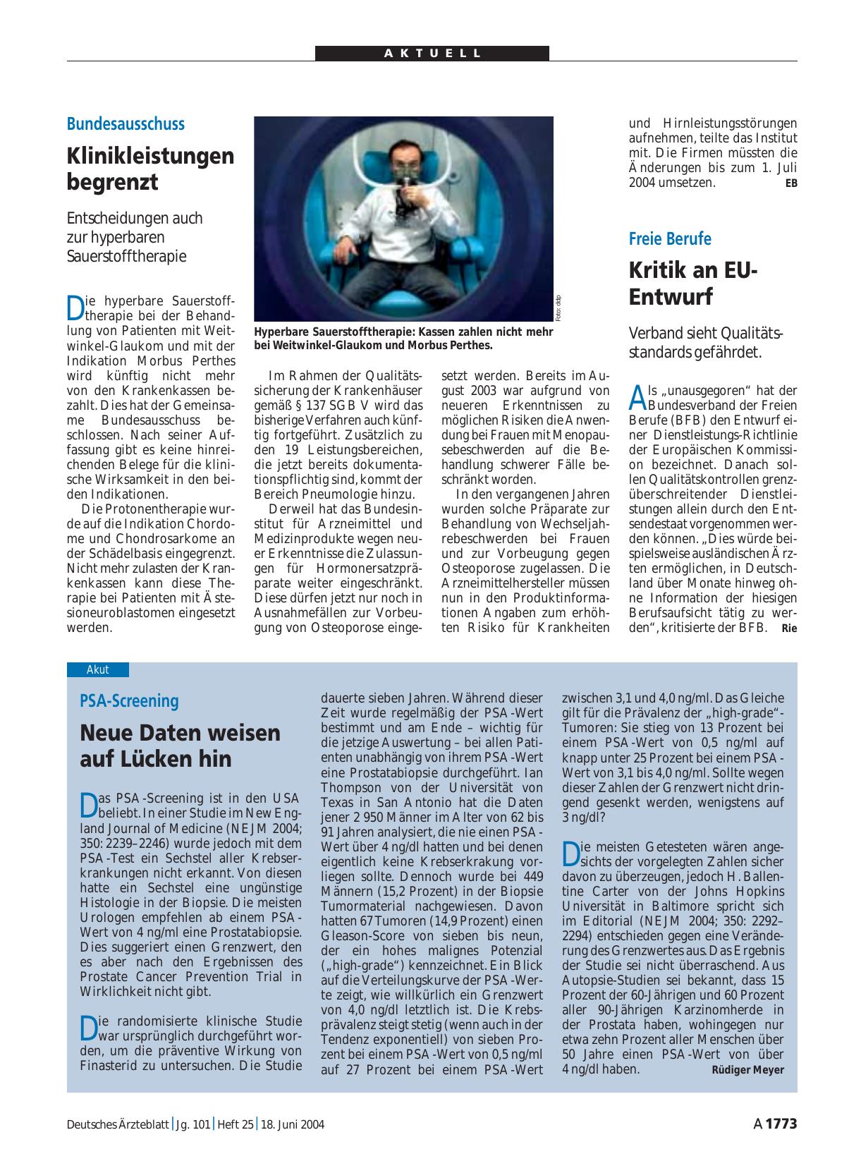 Vorschauseite 1: PSA-Screening: Neue Daten weisen auf Lücken hin