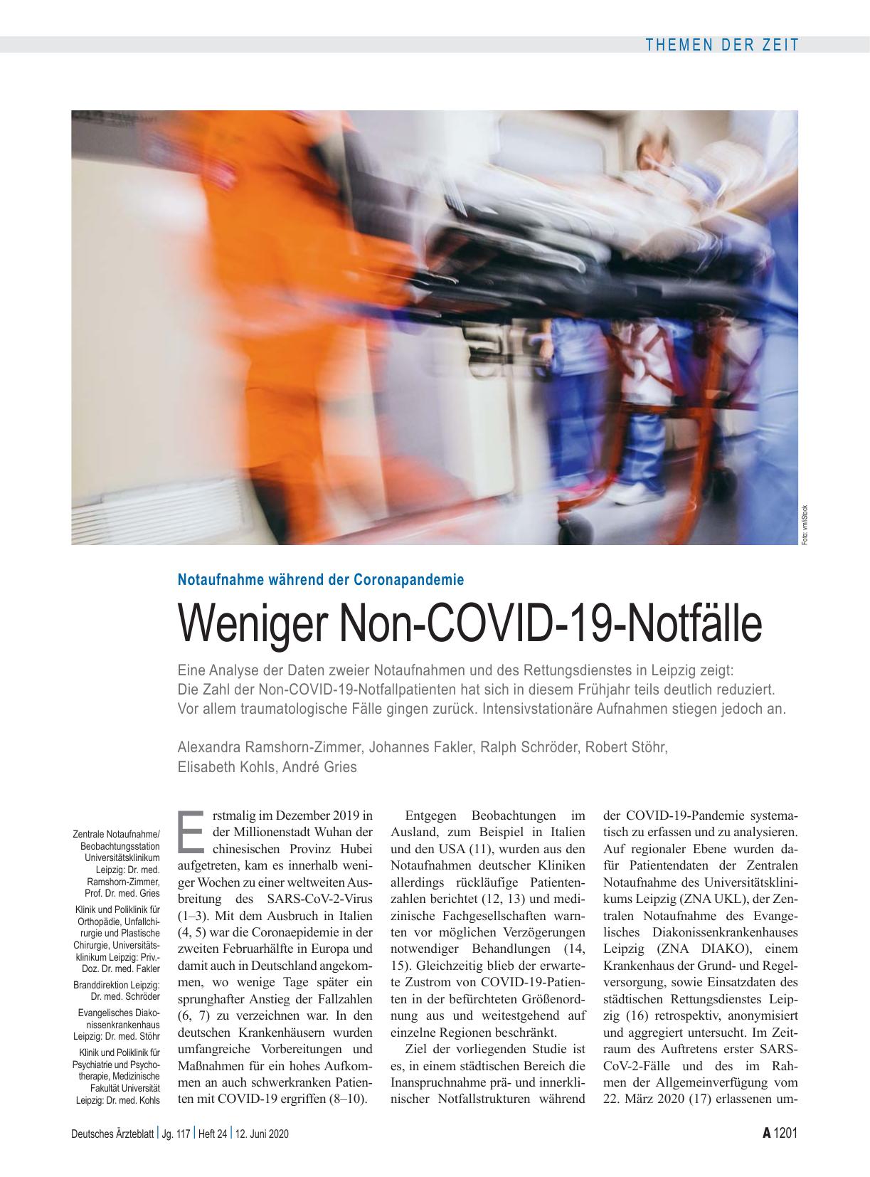 Vorschauseite 1: Notaufnahme während der Coronapandemie: Weniger Non-COVID-19-Notfälle
