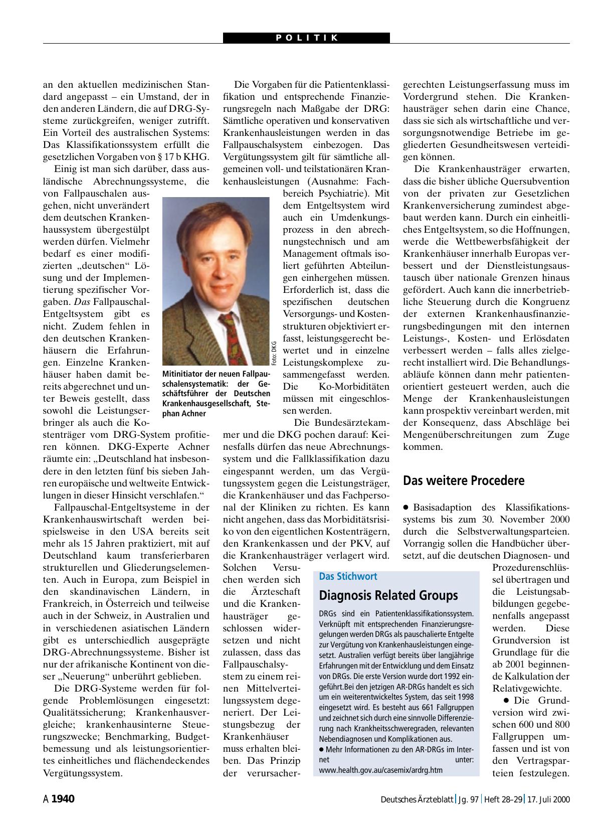 Vorschauseite 1: Das Stichwort: Diagnosis Related Groups