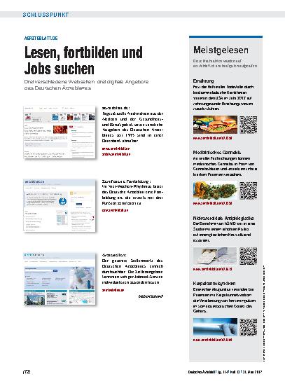 Vorschauseite 1: aerzteblatt.de: Lesen, fortbilden und Jobs suchen