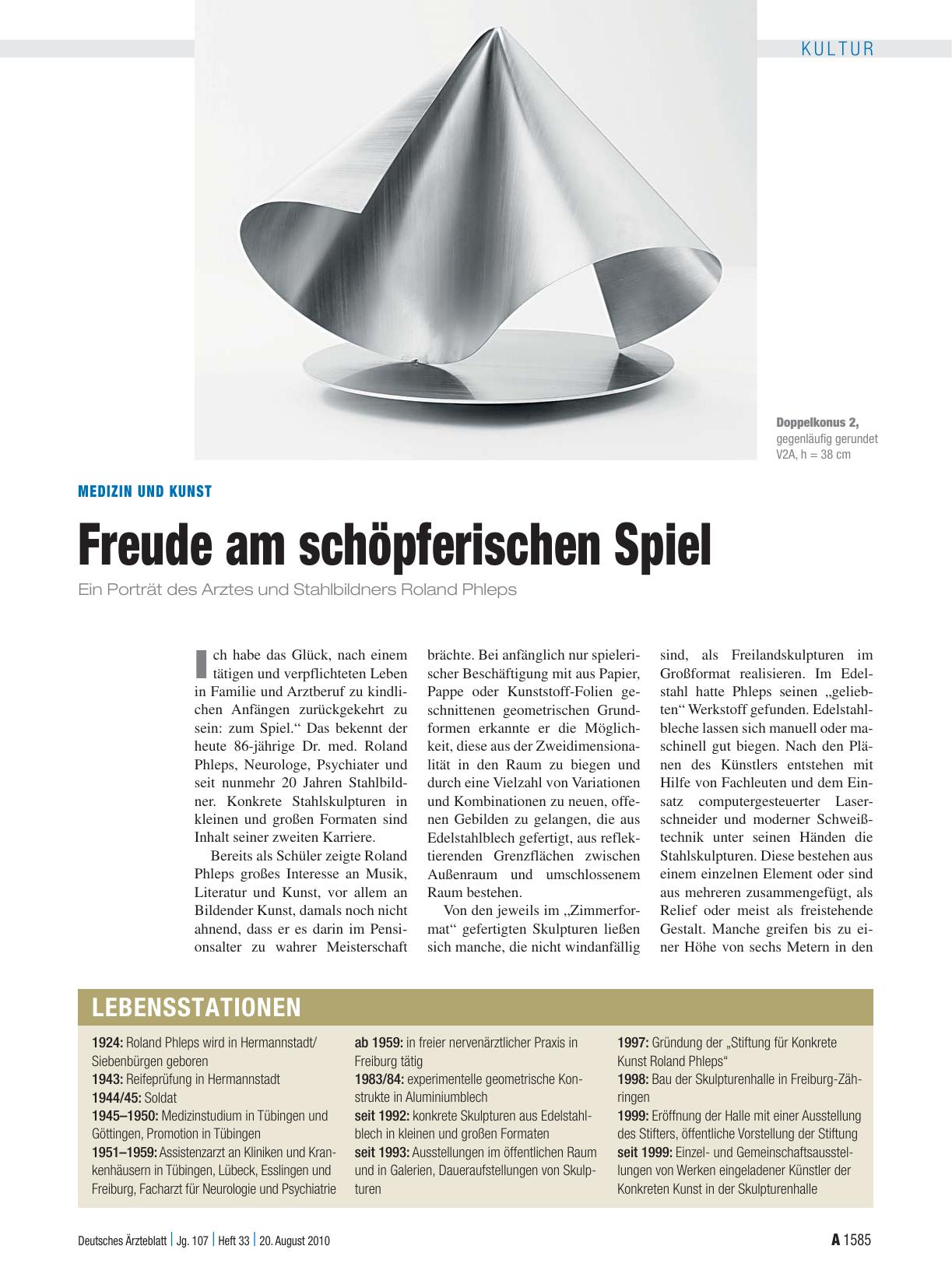Vorschauseite 1: Medizin und Kunst: Freude am schöpferischen Spiel