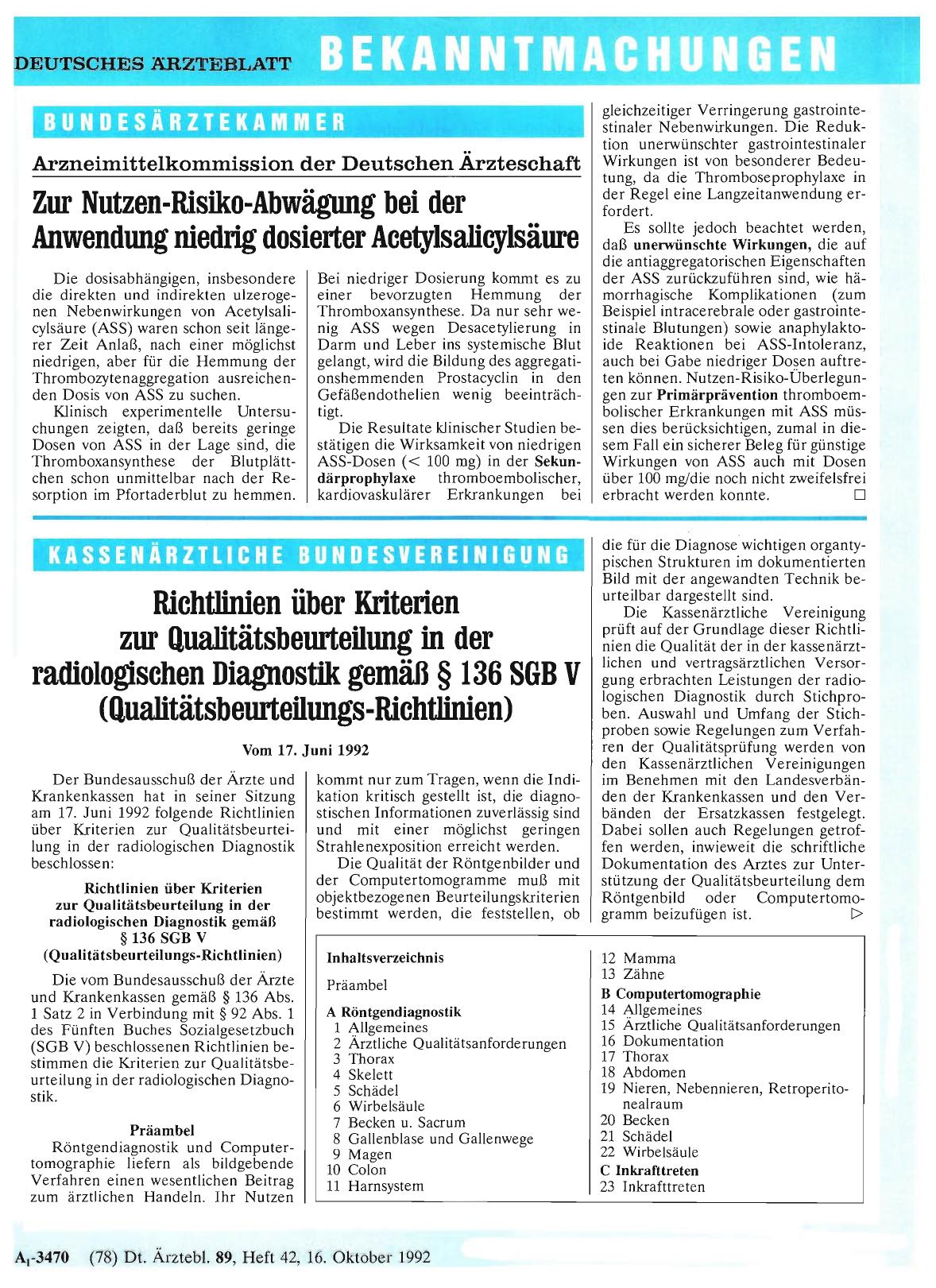 Vorschauseite 1: Arzneimittelkommission der Deutschen Ärzteschaft: Zur Nutzen-Risiko-Abwägung bei der Anwendung niedrig dosierter Acetylsalicylsäure