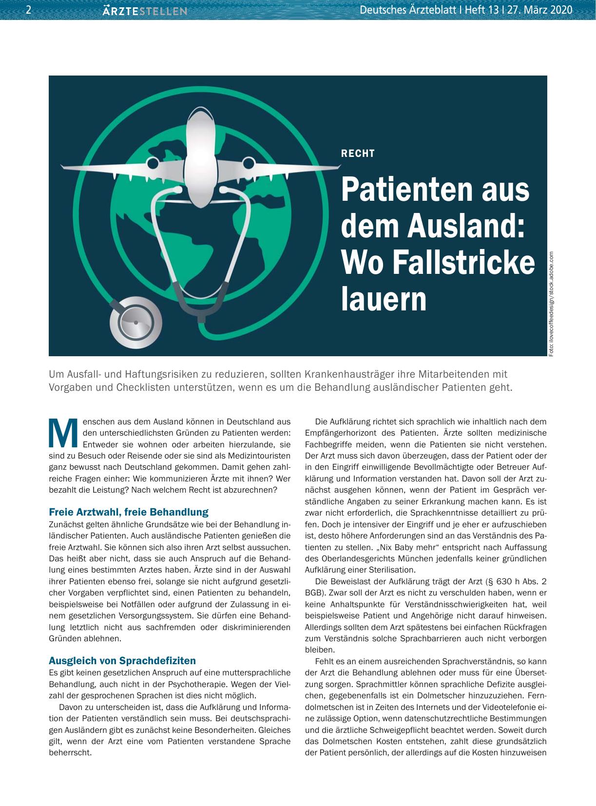 Vorschauseite 1: Recht: Patienten aus dem Ausland: Wo Fallstricke lauern