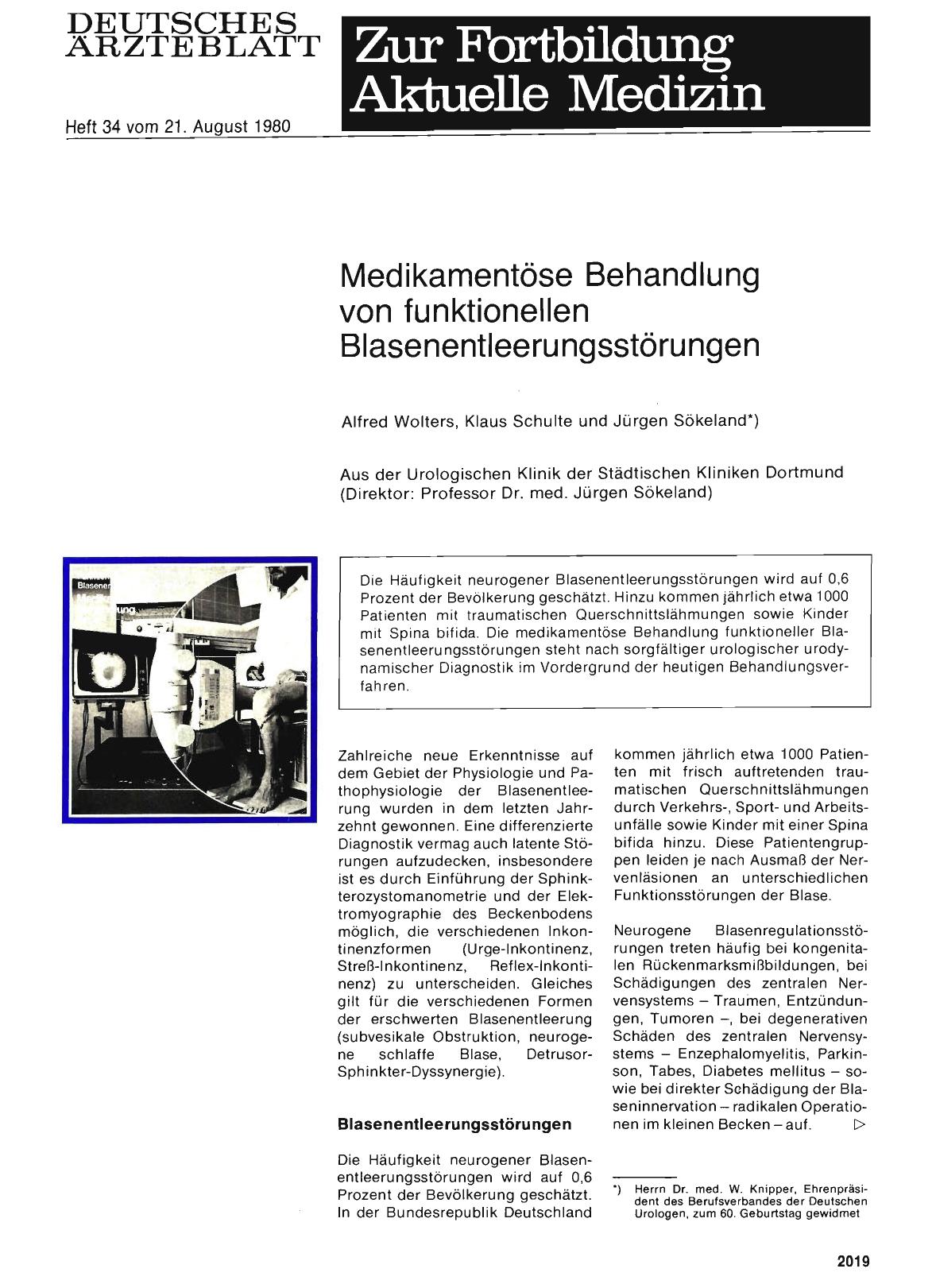 Vorschauseite 1: Medikamentöse Behandlung von funktionellen Blasenentleerungsstörungen
