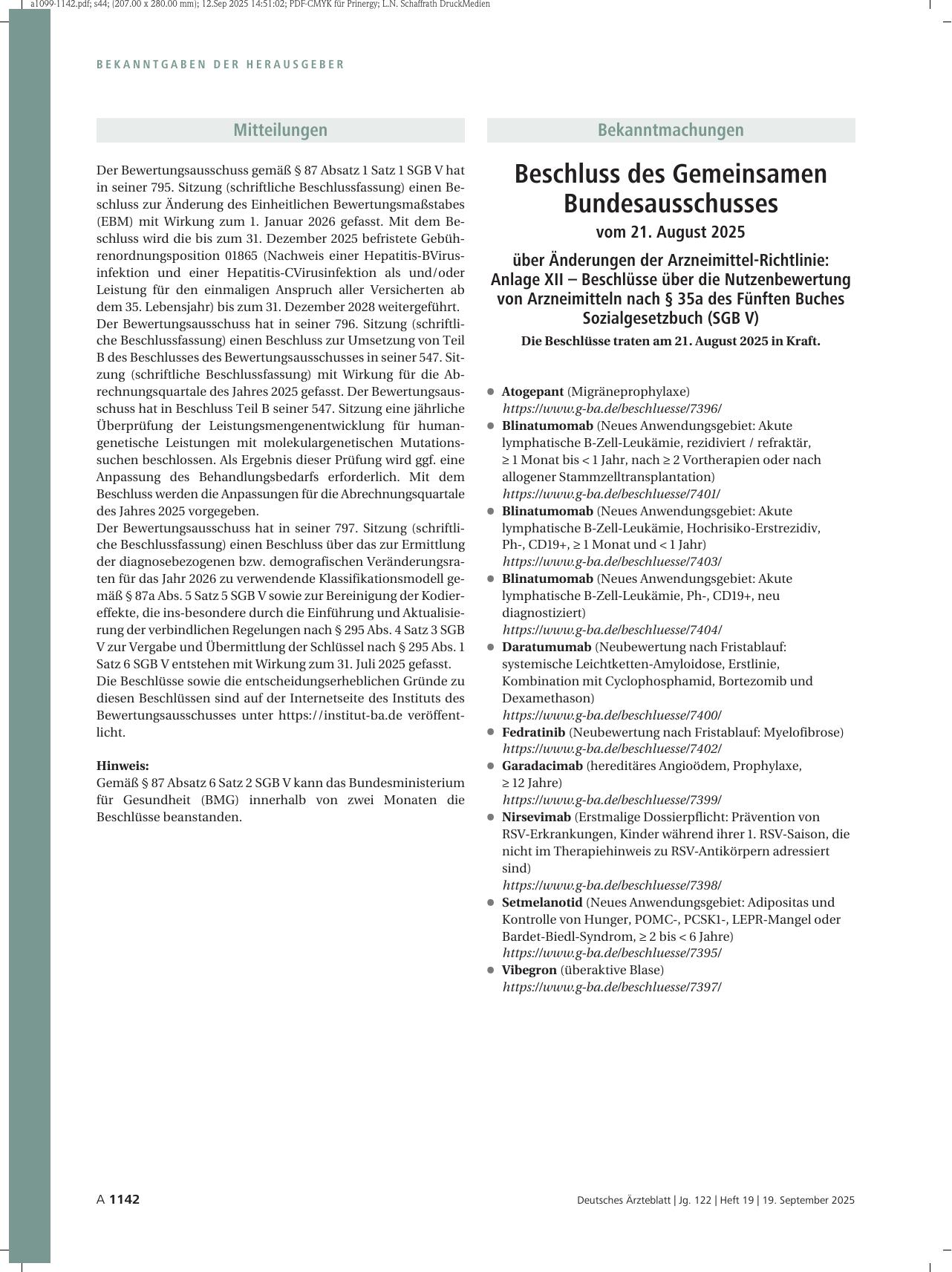 Vorschauseite 1: Mitteilungen