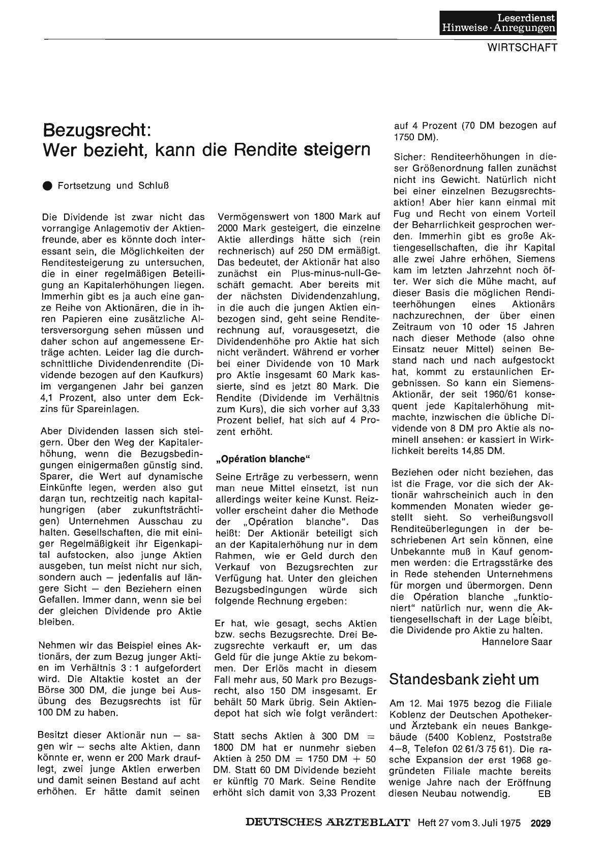 Vorschauseite 1: Standesbank zieht um