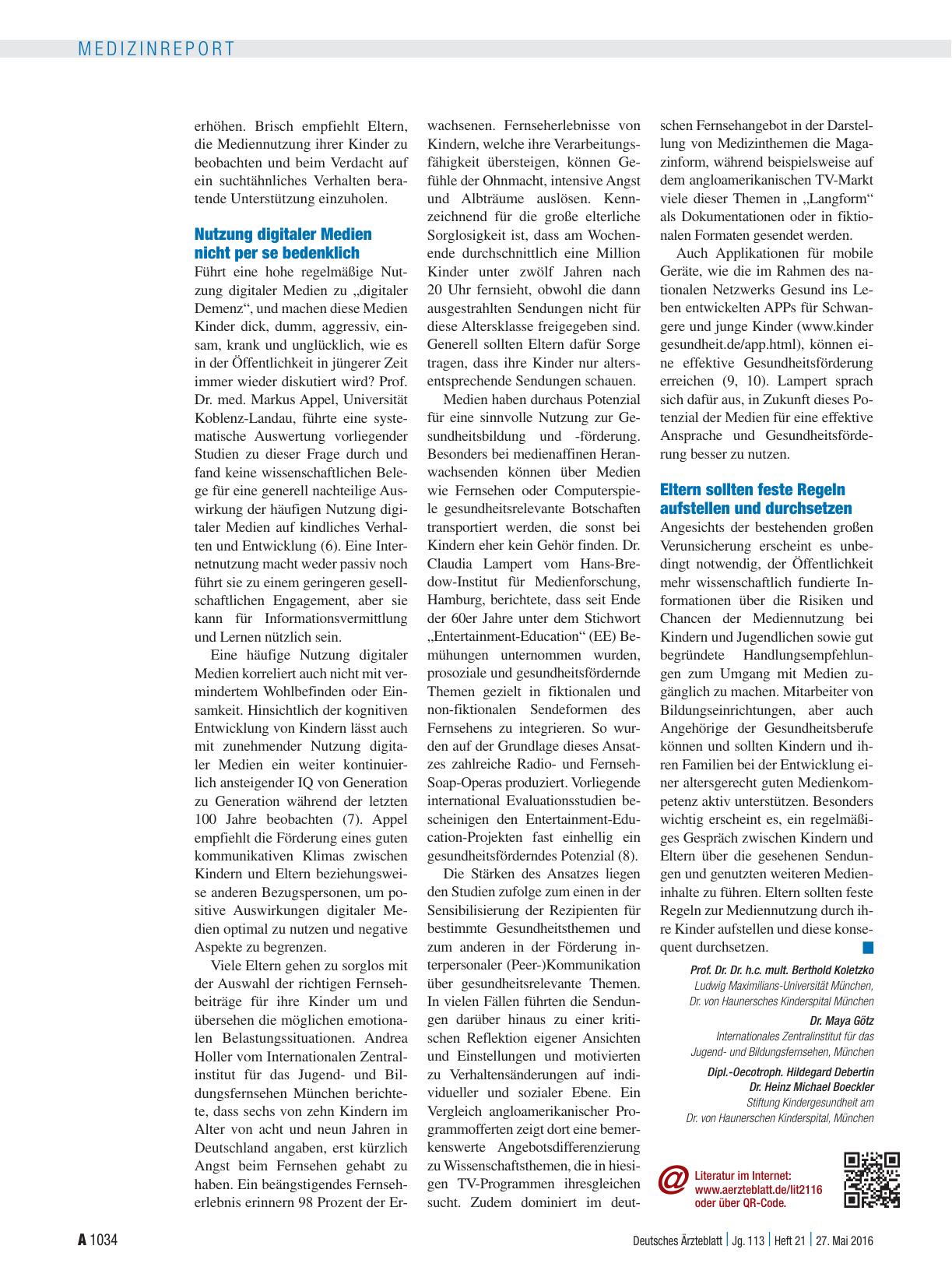Vorschauseite 2: Kindergesundheit: Ambivalenz des Medienkonsums