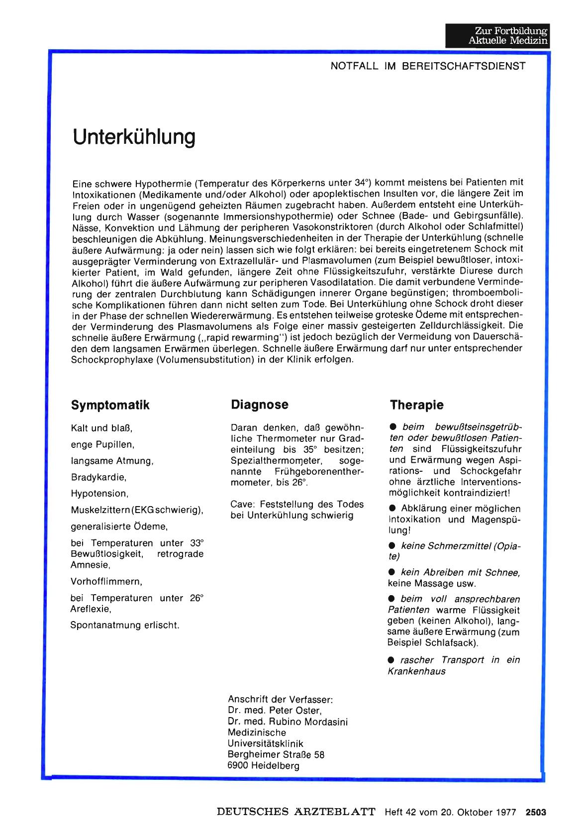 Vorschauseite 1: Unterkühlung