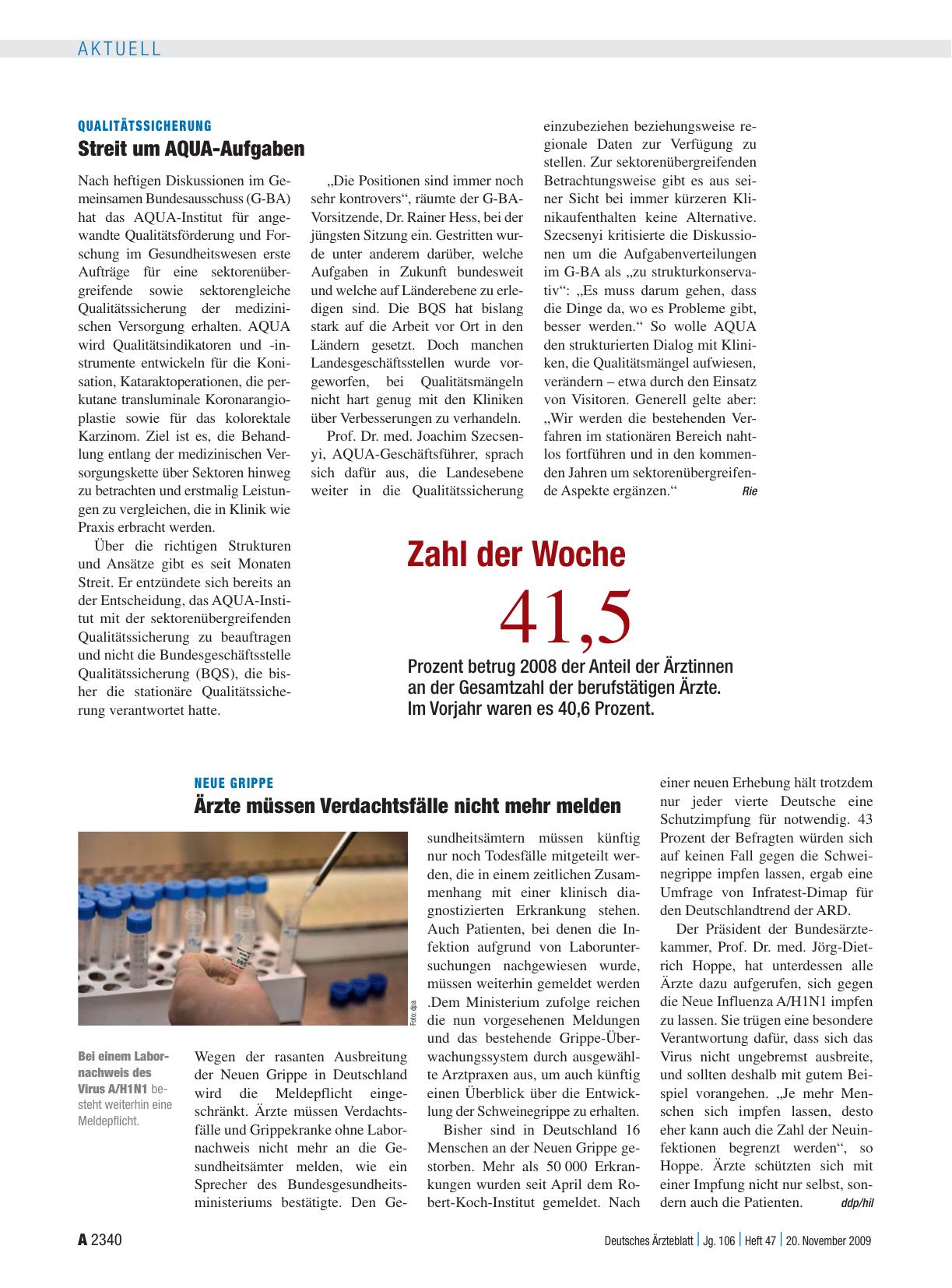 Vorschauseite 1: Qualitätssicherung: Streit um AQUA-Aufgaben