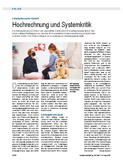 Vorschauseite 1: Entbürokratisierung der Pädiatrie: Hochrechnung und Systemkritik