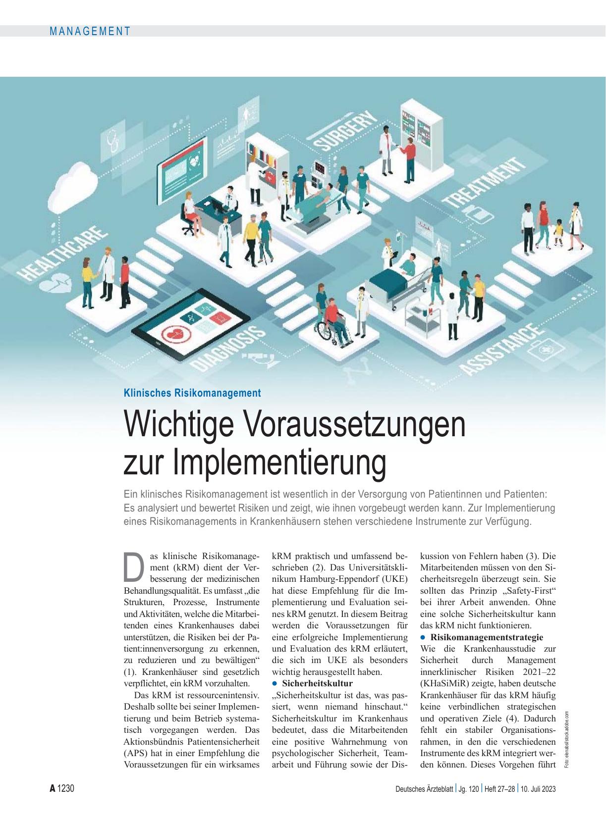 Vorschauseite 1: Klinisches Risikomanagement: Wichtige Voraussetzungen zur Implementierung