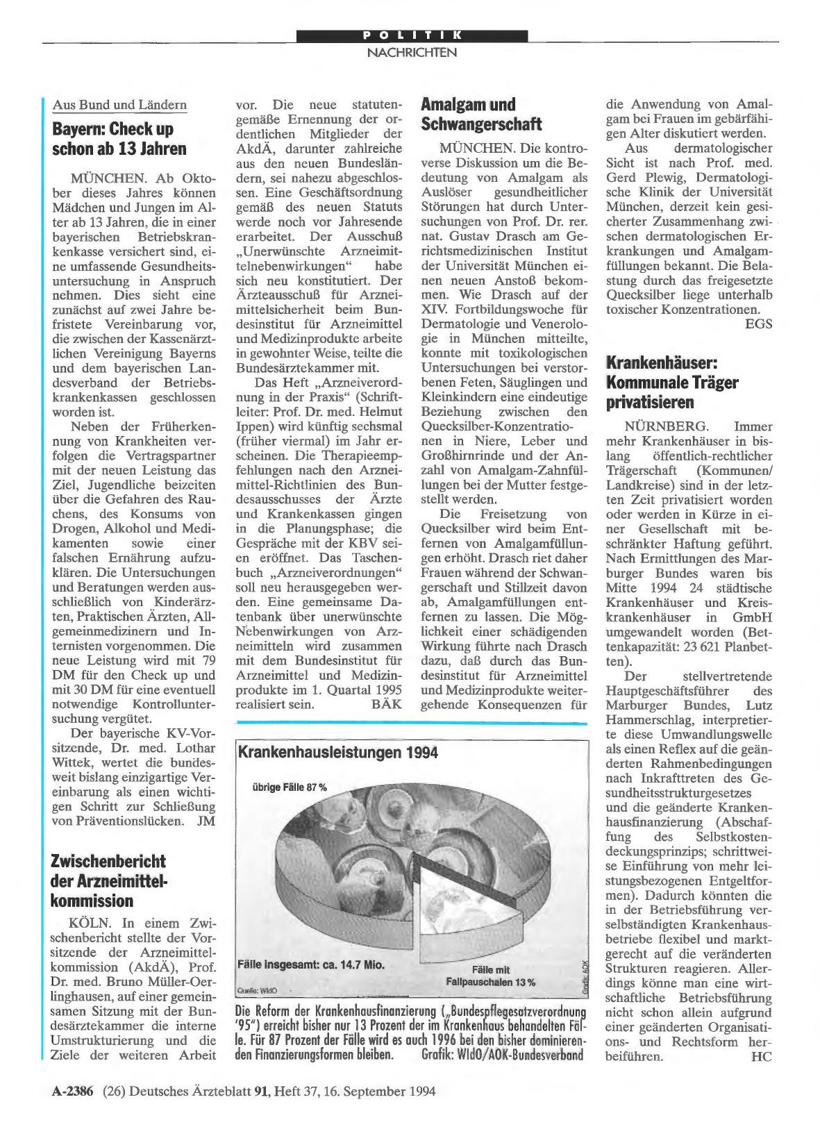 Vorschauseite 1: Krankenhausleistungen 1994