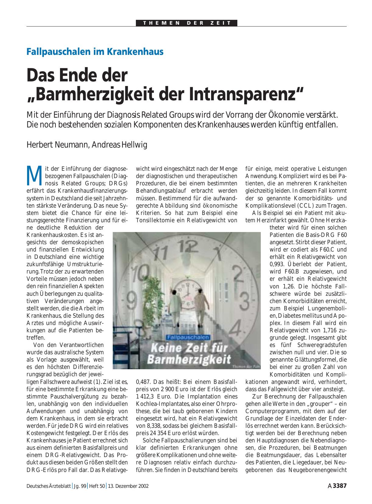 Vorschauseite 1: Fallpauschalen im Krankenhaus: Das Ende der „Barmherzigkeit der Intransparenz“