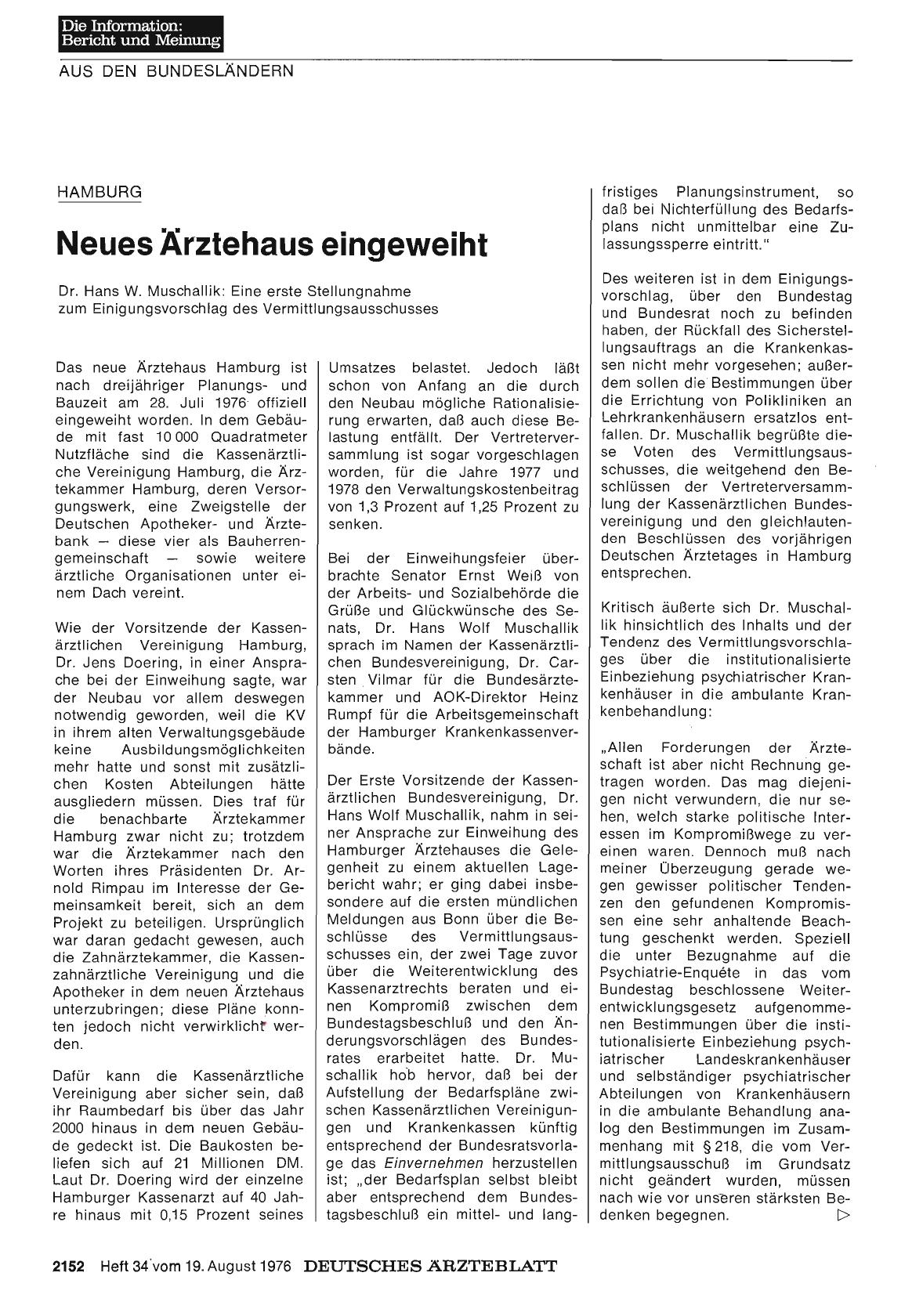 Vorschauseite 1: Hamburg: Neues Ärztehaus eingeweiht