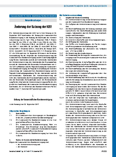 Vorschauseite 1: Änderung der Satzung der KBV