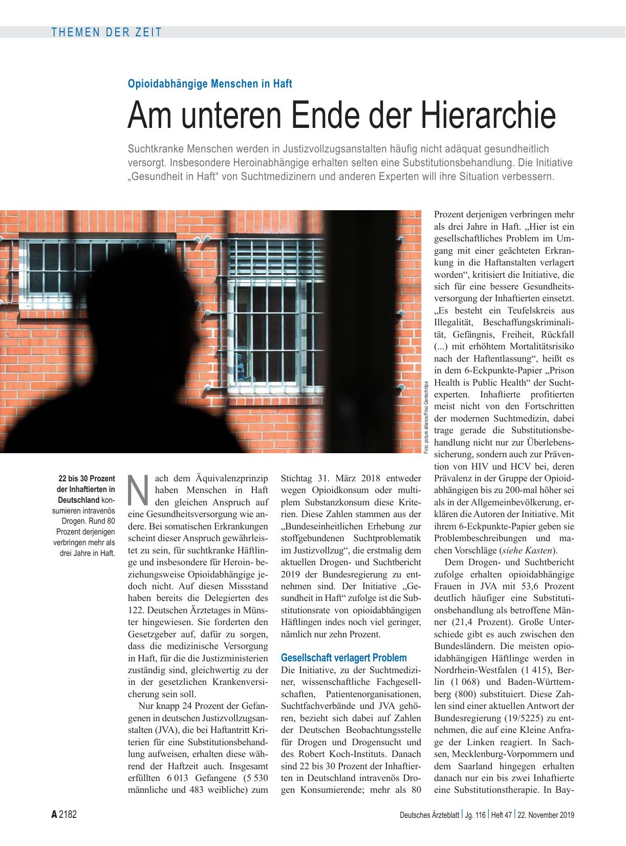 Vorschauseite 1: Opioidabhängige Menschen in Haft: Am unteren Ende der Hierarchie
