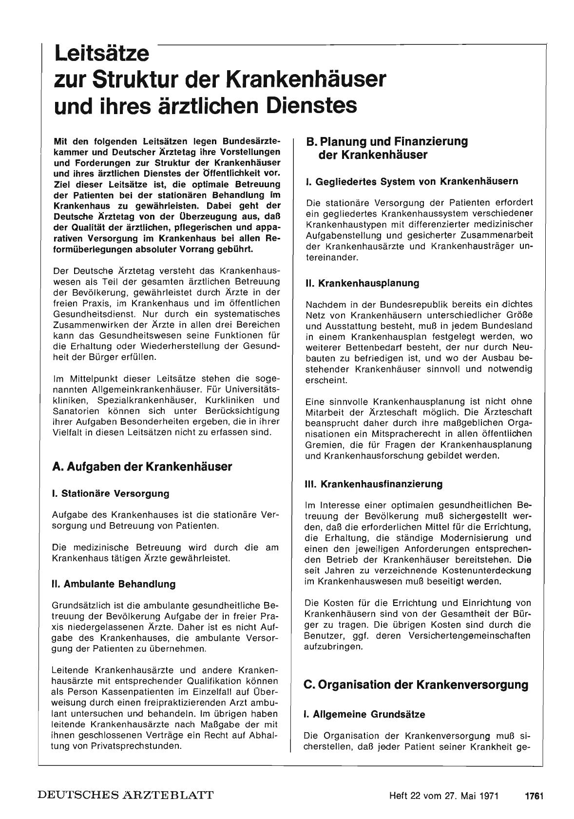 Vorschauseite 1: Leitsätze zur Struktur der Krankenhäuser und ihres ärztlichen Dienstes