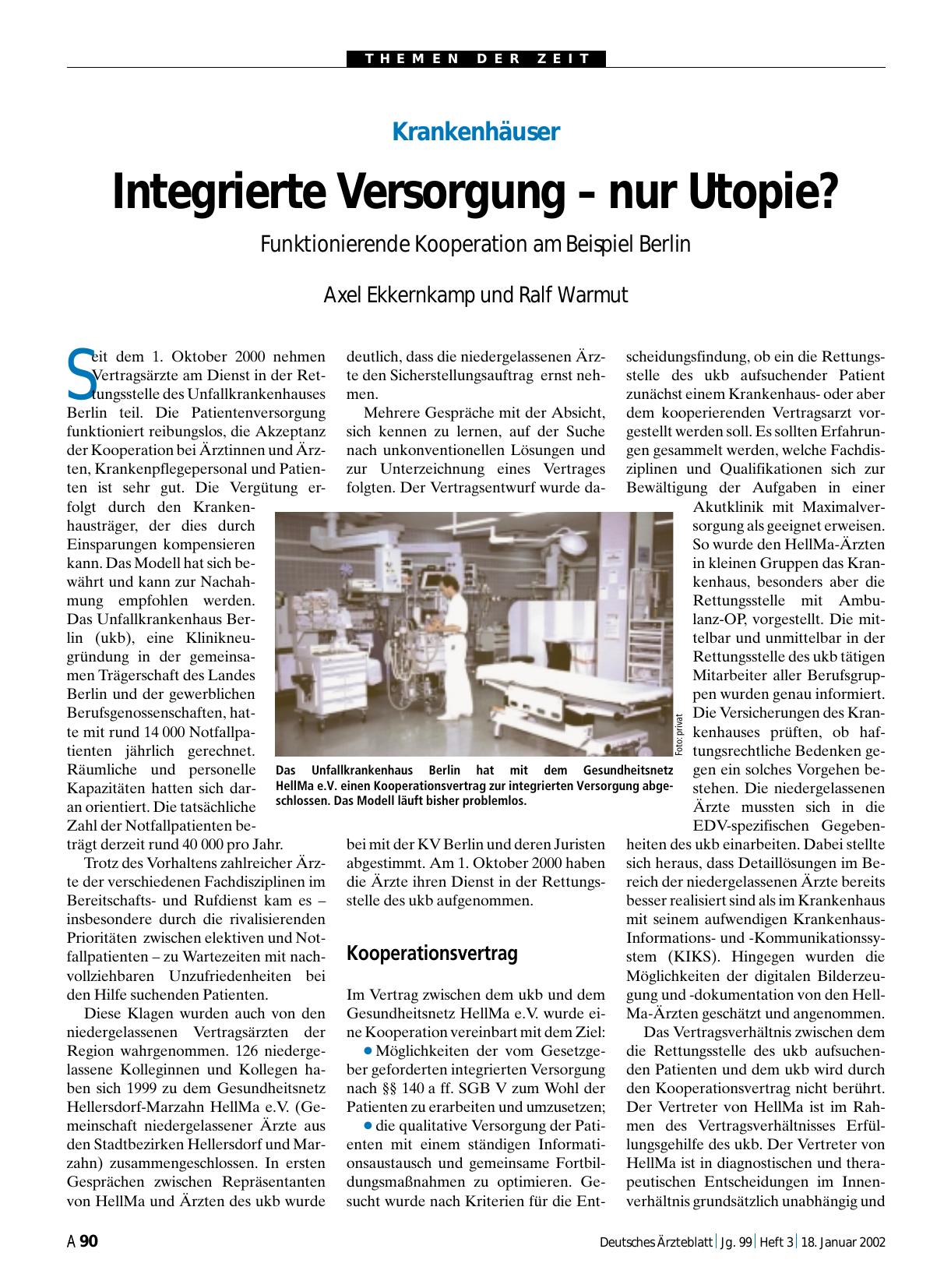 Vorschauseite 1: Krankenhäuser: Integrierte Versorgung – nur Utopie?