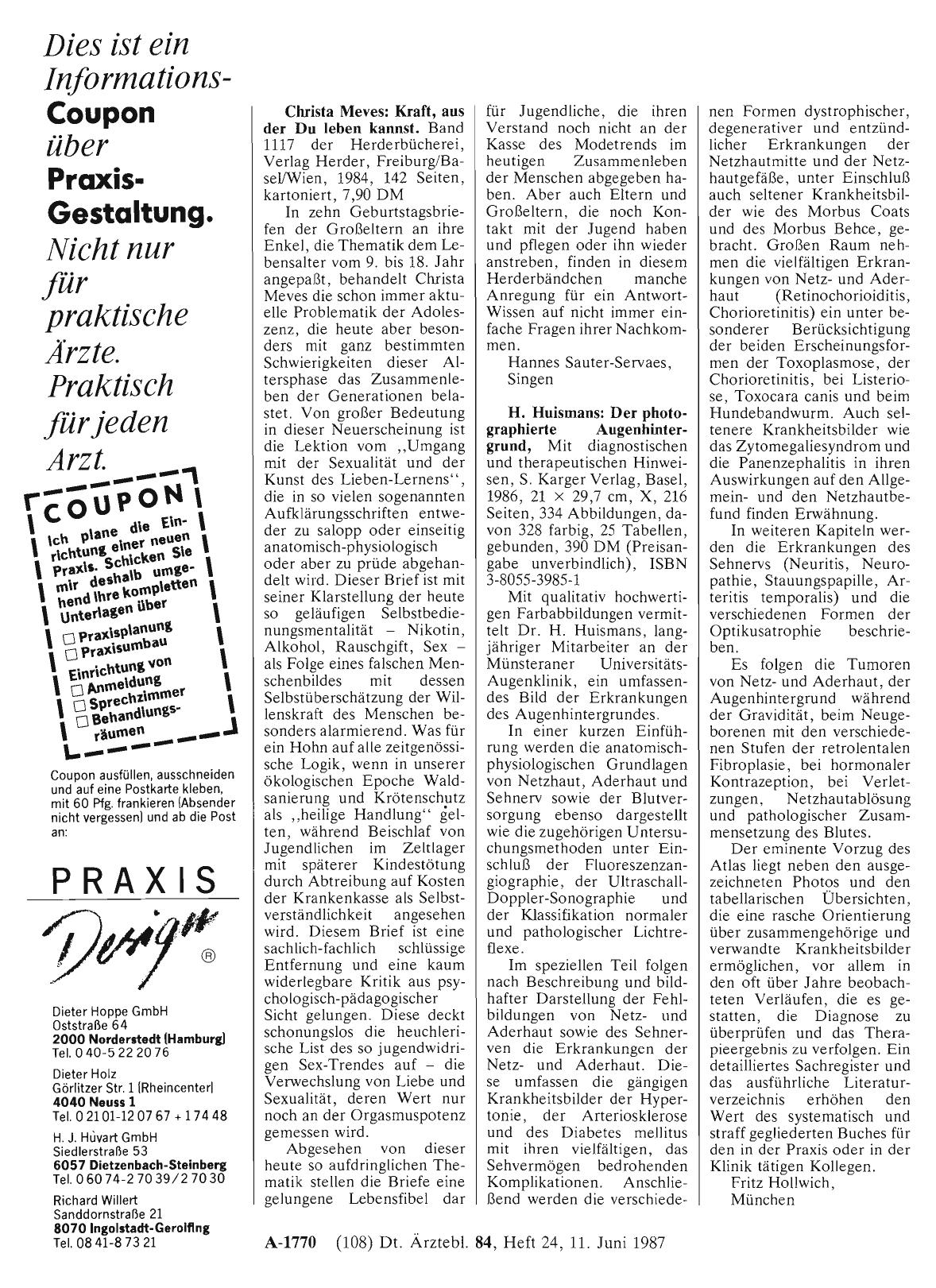 Vorschauseite 1: H. Huismans: Der photographierte Augenhintergrund