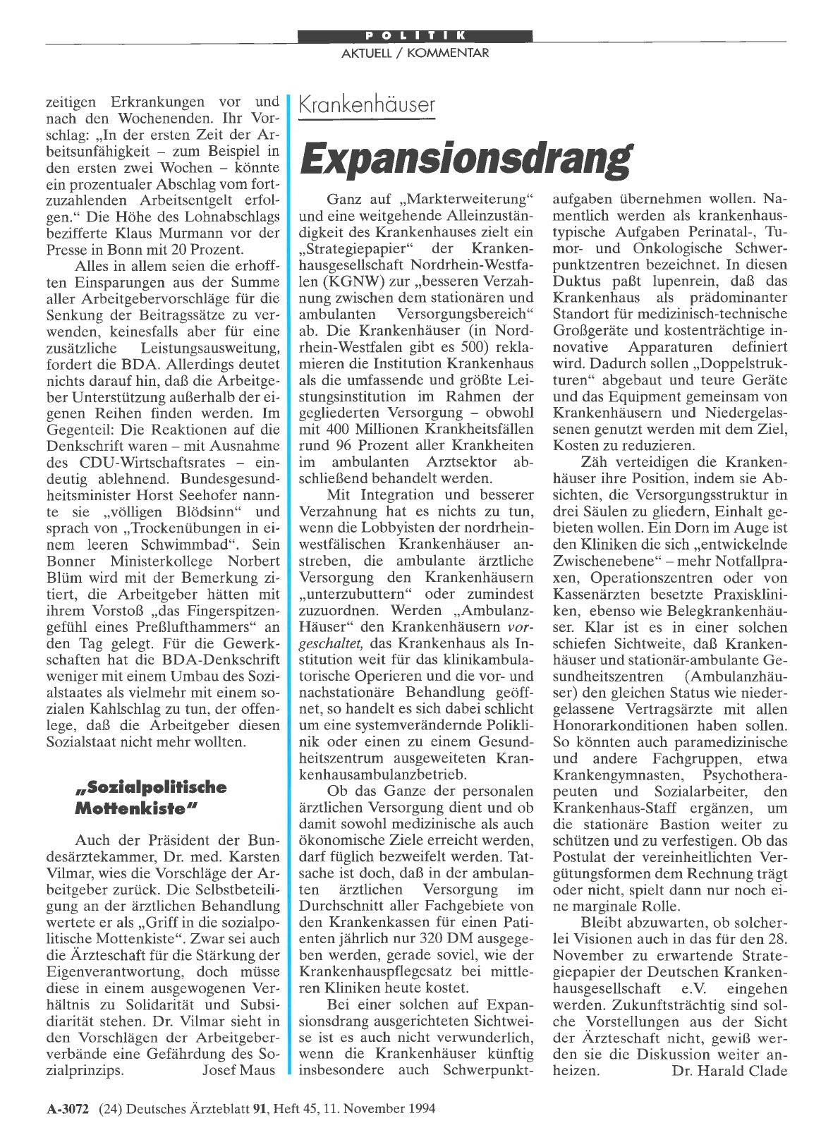 Vorschauseite 1: Krankenhäuser: Expansionsdrang