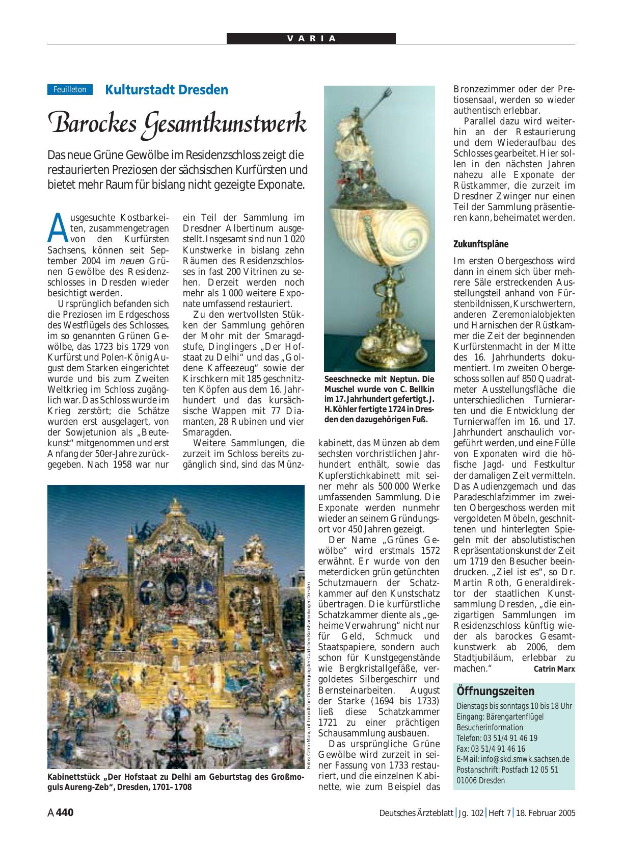 Vorschauseite 1: Kulturstadt Dresden: Barockes Gesamtkunstwerk
