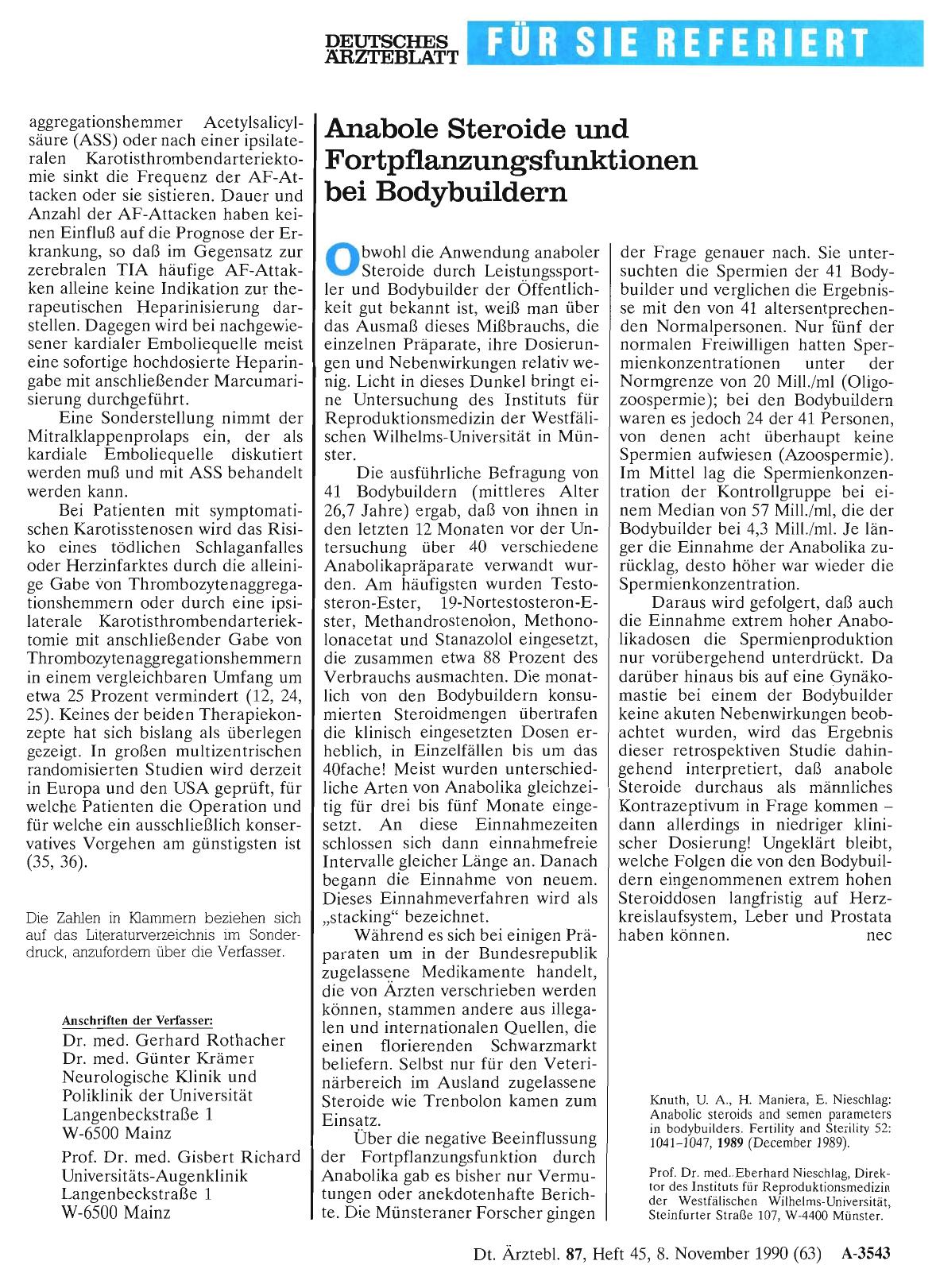 Vorschauseite 1: Anabole Steroide und Fortpflanzungsfunktionen bei Bodybuildern