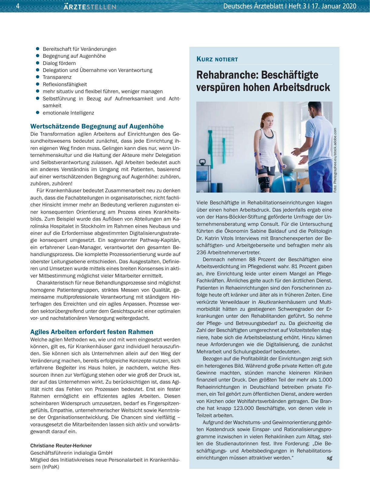Vorschauseite 1: Rehabranche: Beschäftigte verspüren hohen Arbeitsdruck