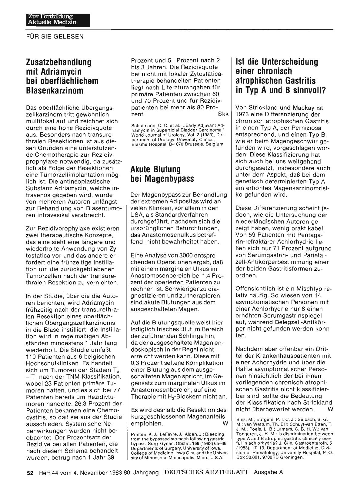 Vorschauseite 1: Ist die Unterscheidung einer chronisch atrophischen Gastritis in Typ A und B sinnvoll?
