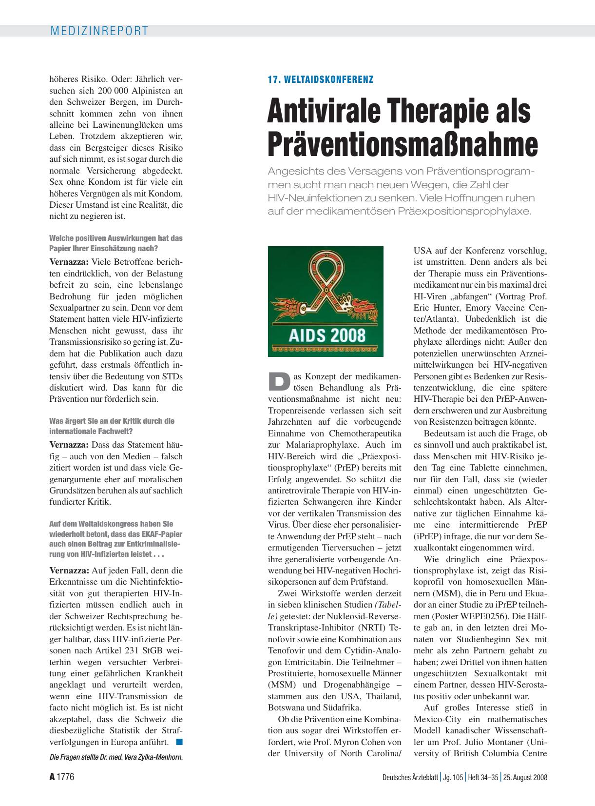 Vorschauseite 1: 17. Weltaidskonferenz: Antivirale Therapie als Präventionsmaßnahme