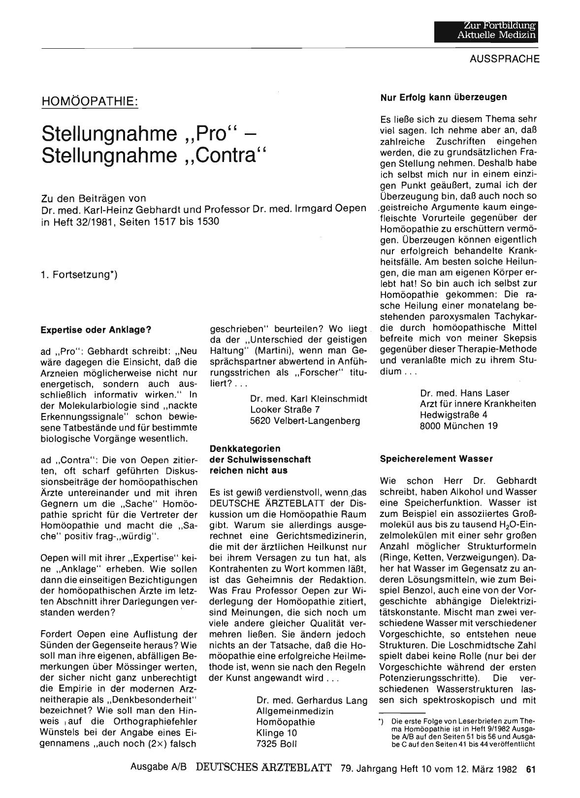 Vorschauseite 1: HOMÖOPATHIE: Stellungnahme „Pro“ — Stellungnahme „Contra“: Nur Erfolg kann überzeugen
