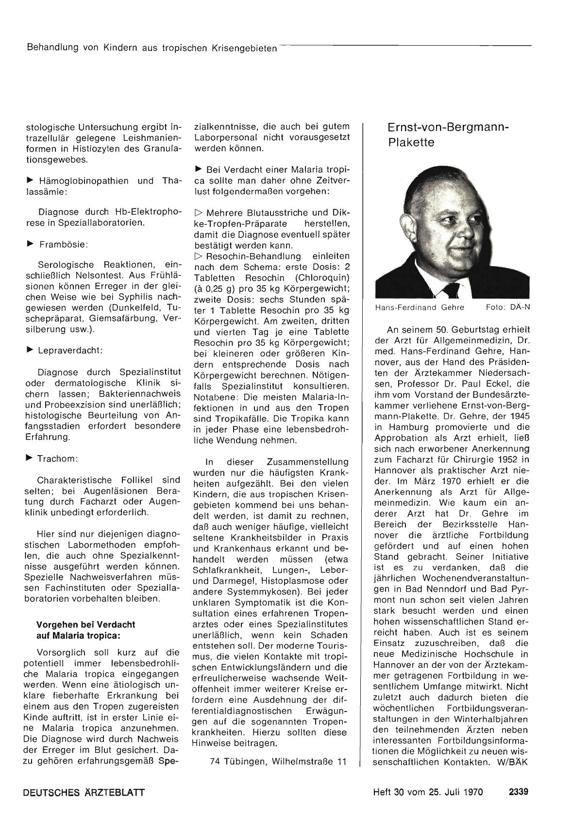 Vorschauseite 1: Ernst-von-BergmannPlakette