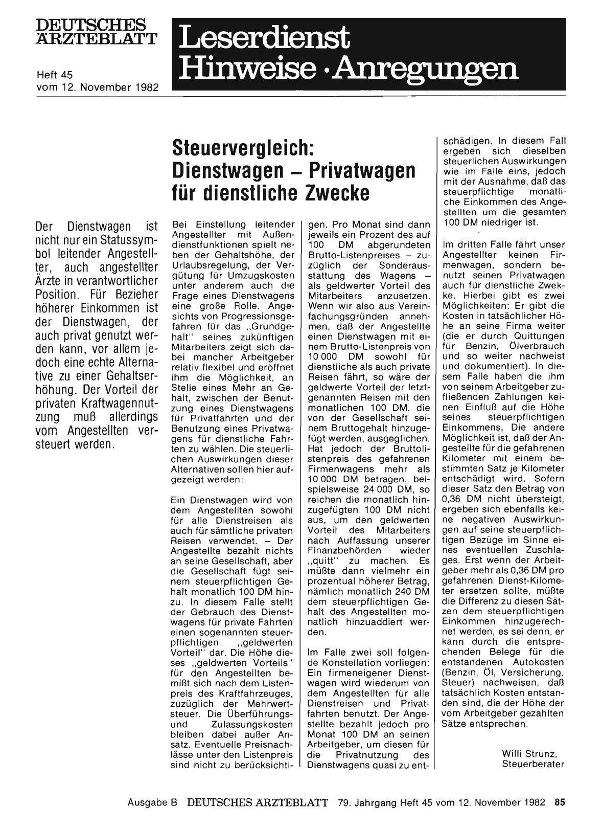 Vorschauseite 1: Steuervergleich: Dienstwagen — Privatwagen für dienstliche Zwecke