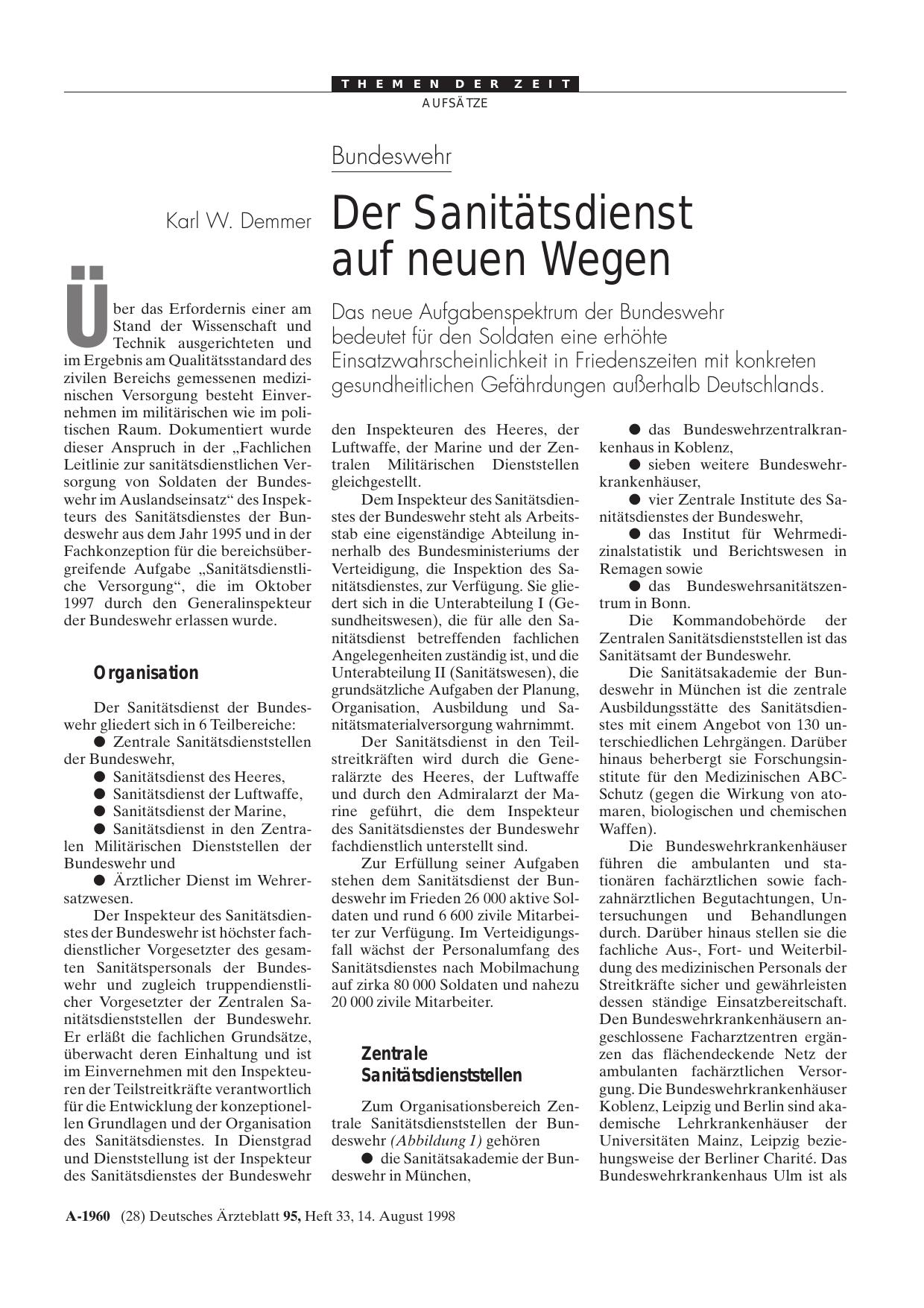 Vorschauseite 1: Bundeswehr: Der Sanitätsdienst auf neuen Wegen